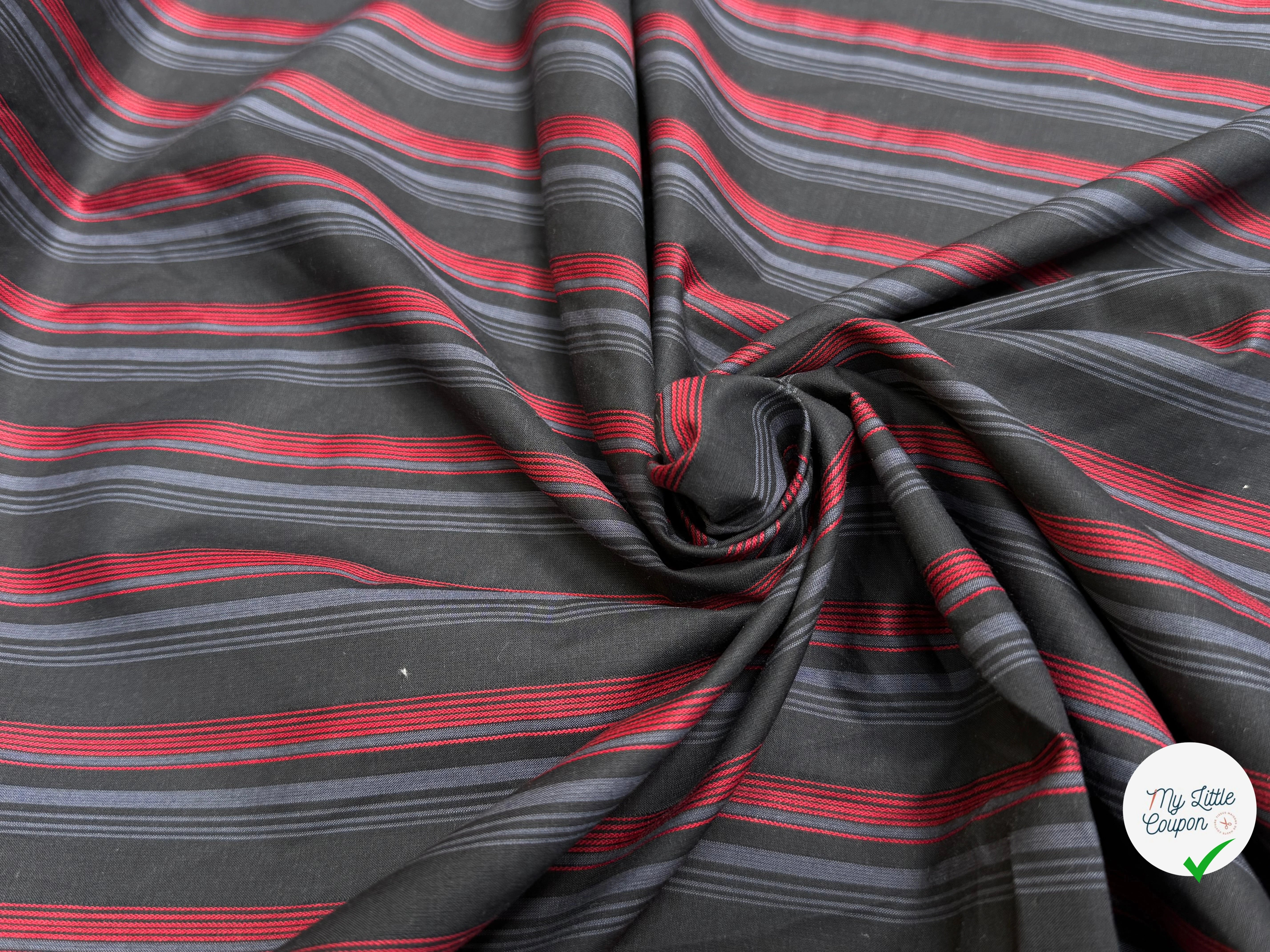 COTON CHEMISE RAYURES MULTICOLORS ROUGE BLEU NOIR - My Little Coupon