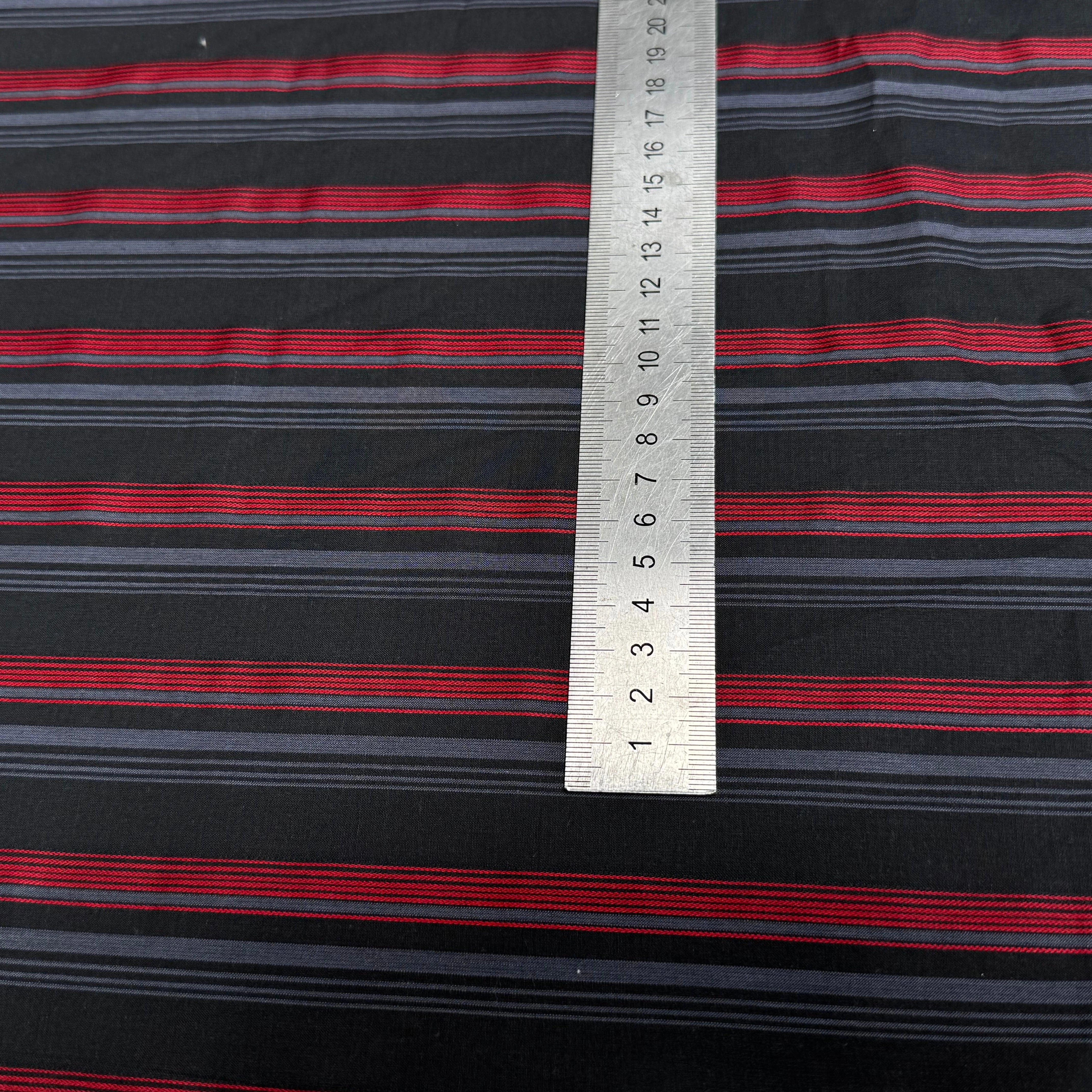 COTON CHEMISE RAYURES MULTICOLORS ROUGE BLEU NOIR - My Little Coupon