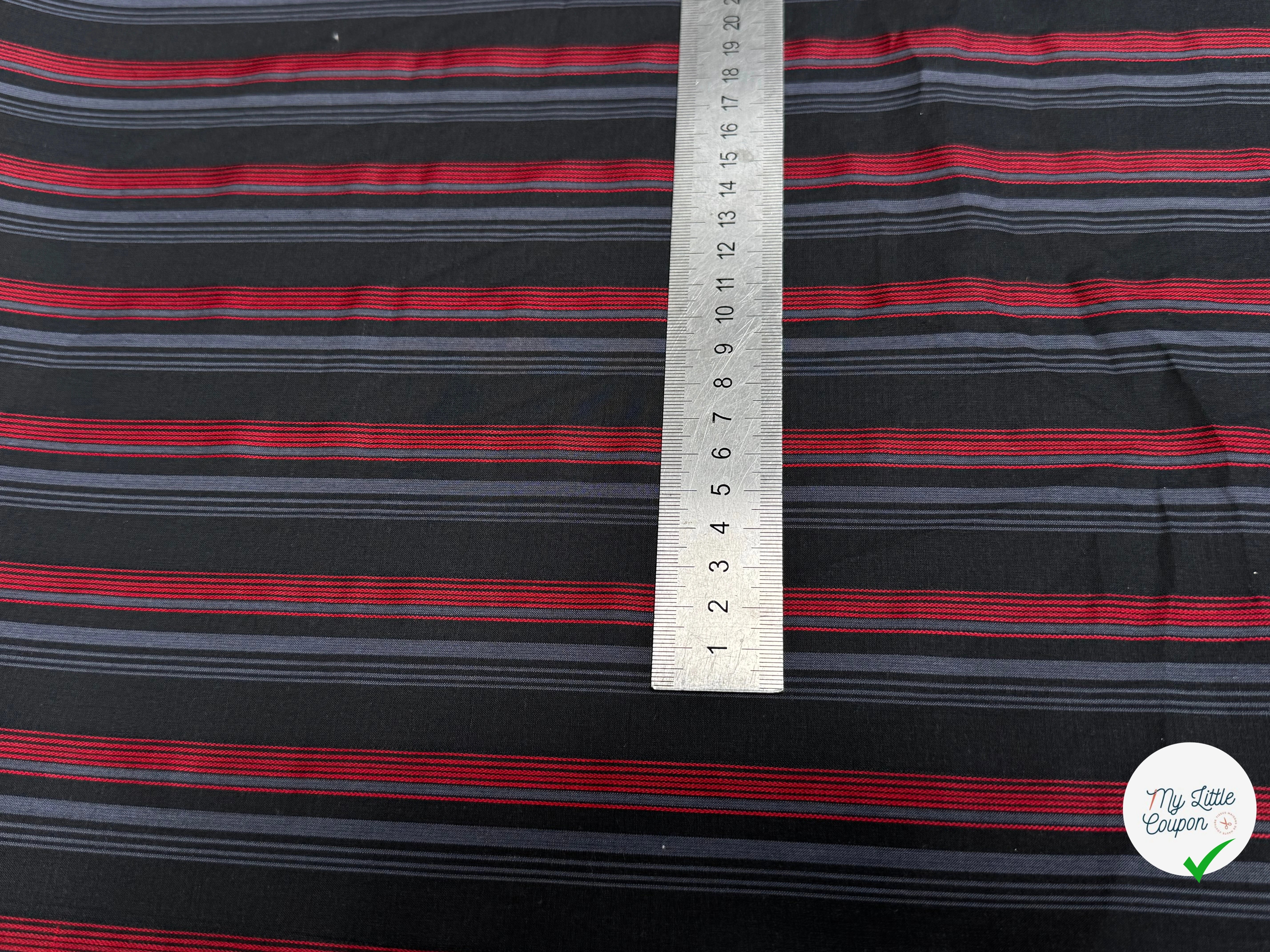 COTON CHEMISE RAYURES MULTICOLORS ROUGE BLEU NOIR - My Little Coupon