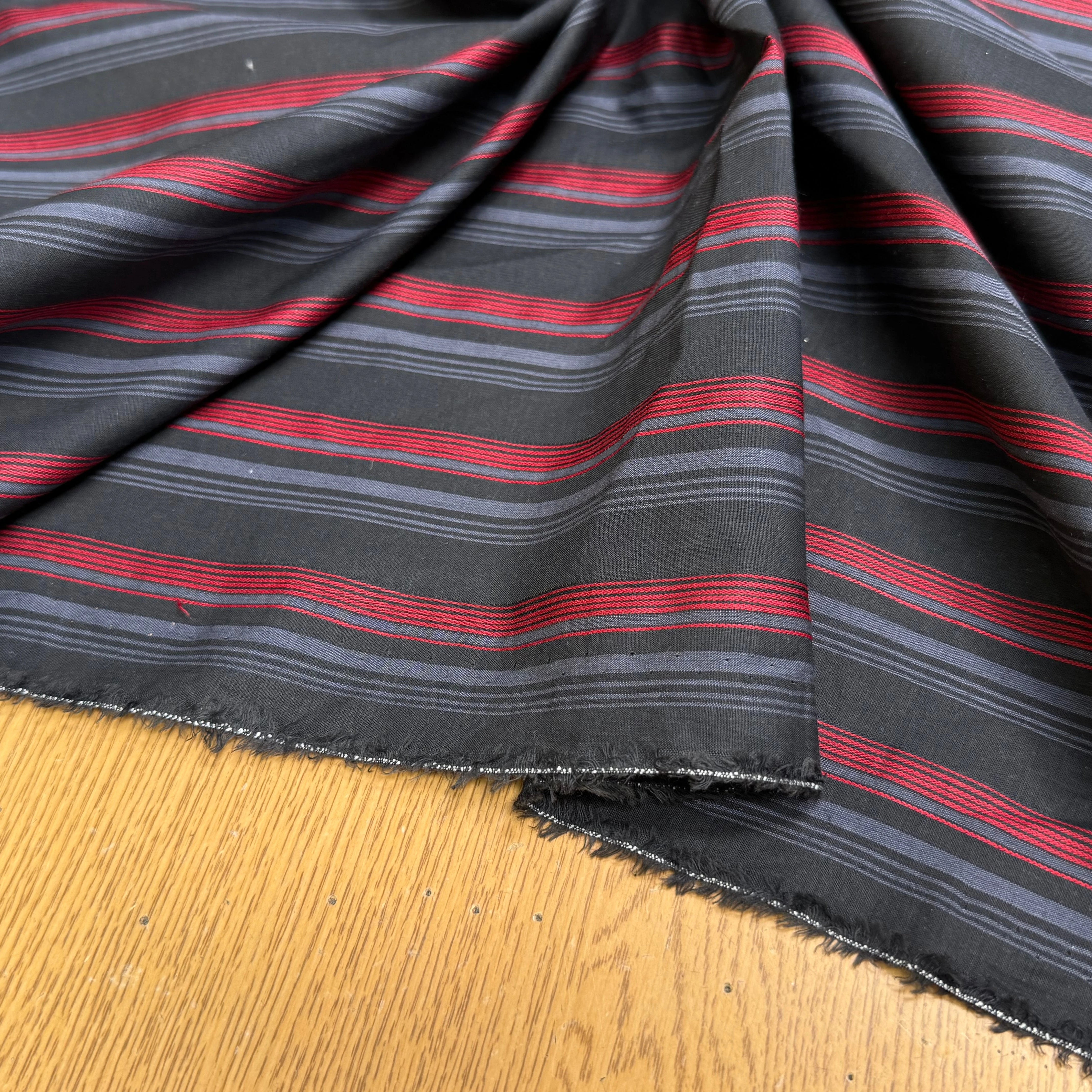 COTON CHEMISE RAYURES MULTICOLORS ROUGE BLEU NOIR - My Little Coupon