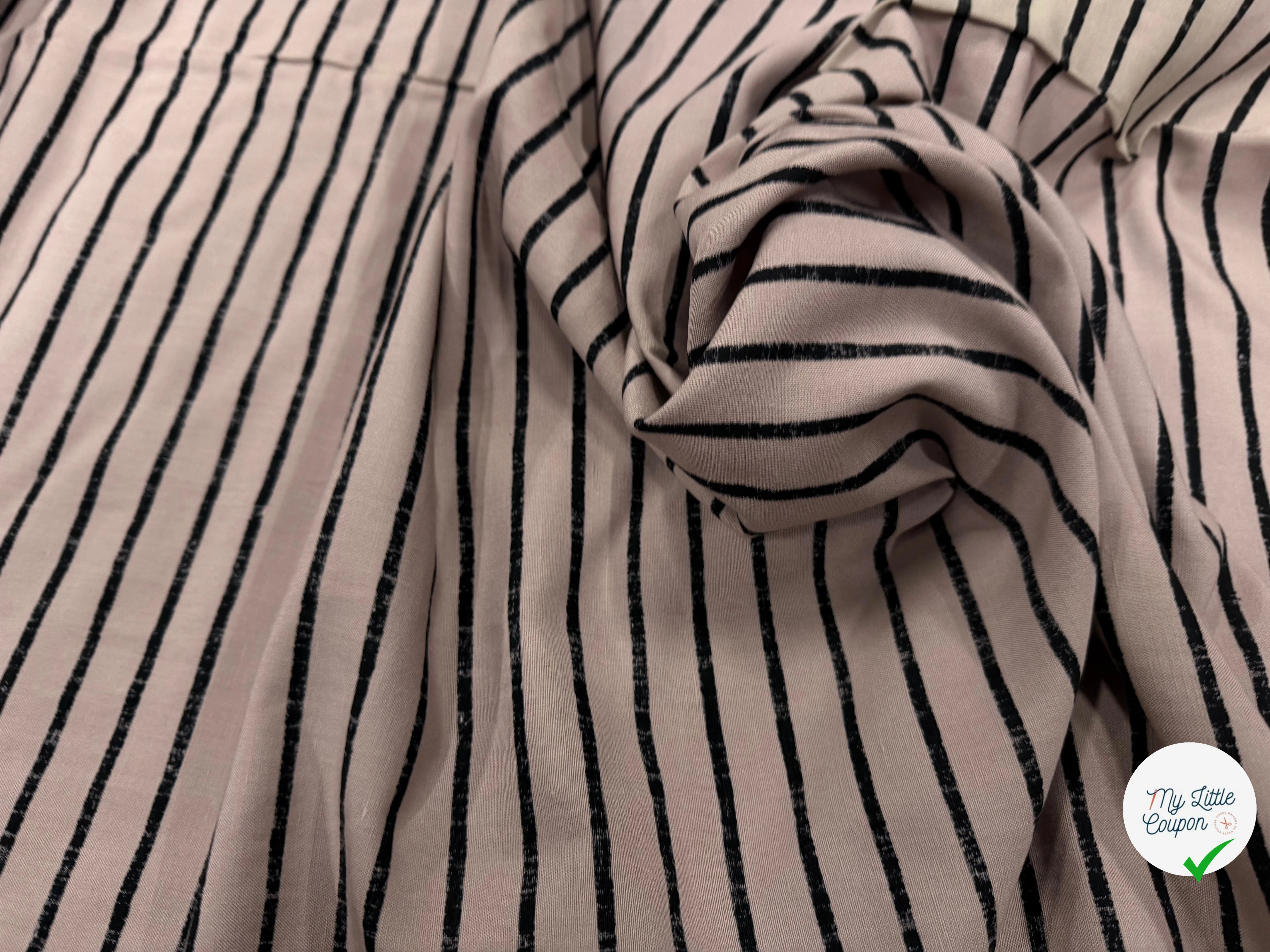 COTON CHEMISIE RAYURES NOIRES FOND BEIGE - My Little Coupon