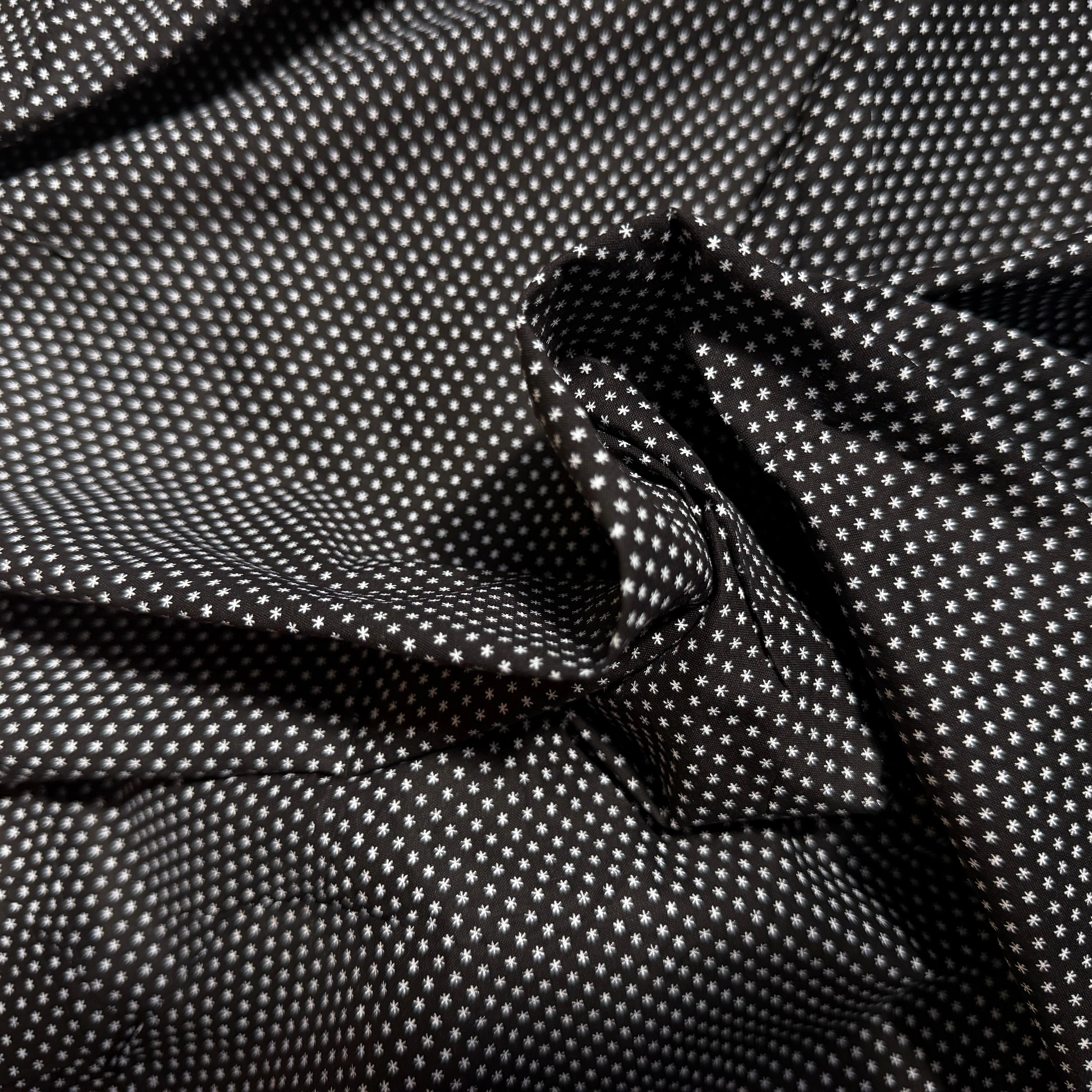 COTON FERMIÈRE NOIR ÉTOILES BLANCHES - My Little Coupon