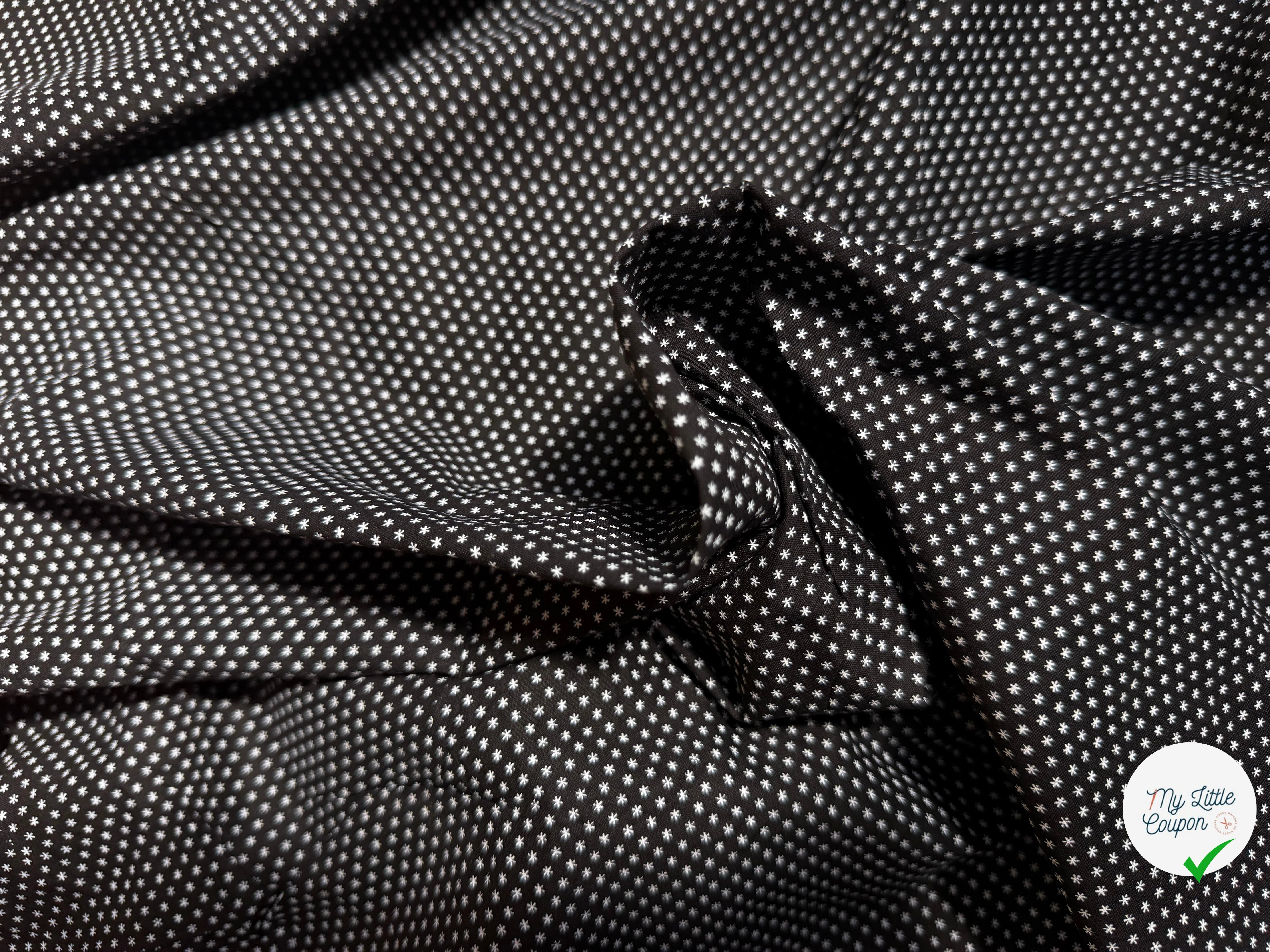COTON FERMIÈRE NOIR ÉTOILES BLANCHES - My Little Coupon