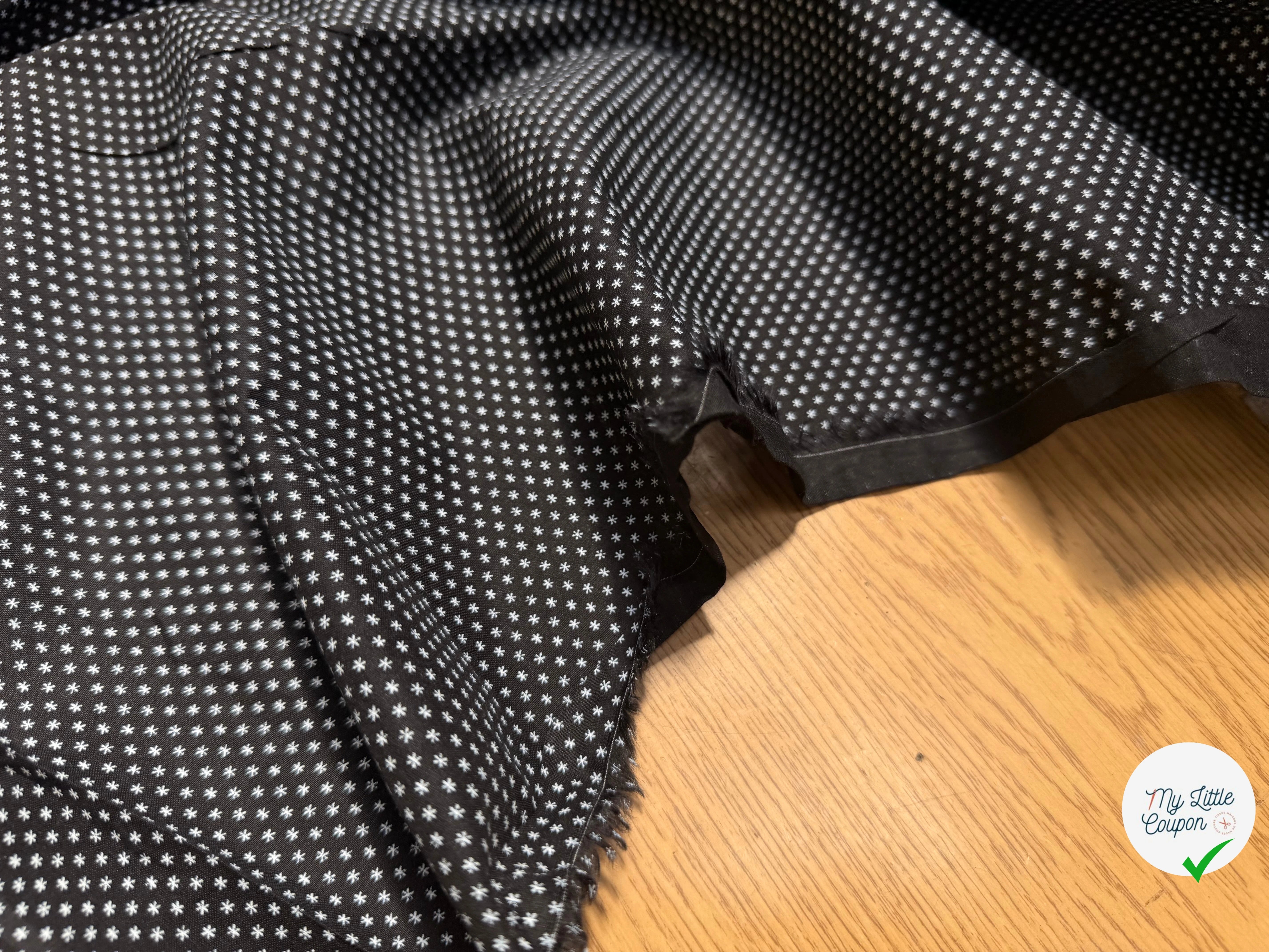 COTON FERMIÈRE NOIR ÉTOILES BLANCHES - My Little Coupon