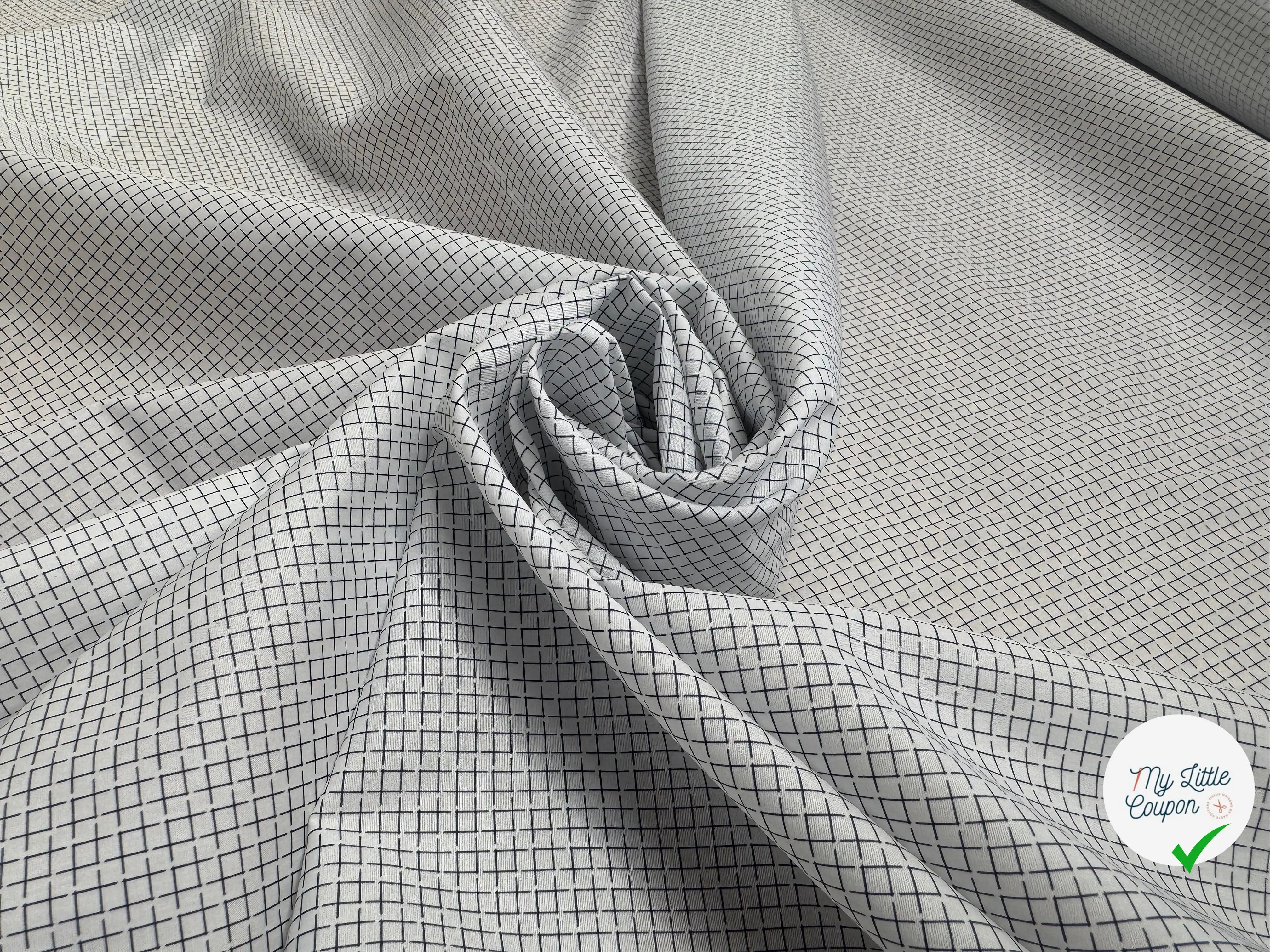 COTON FIN FOND BLANC À CARREAUX NOIR - My Little Coupon