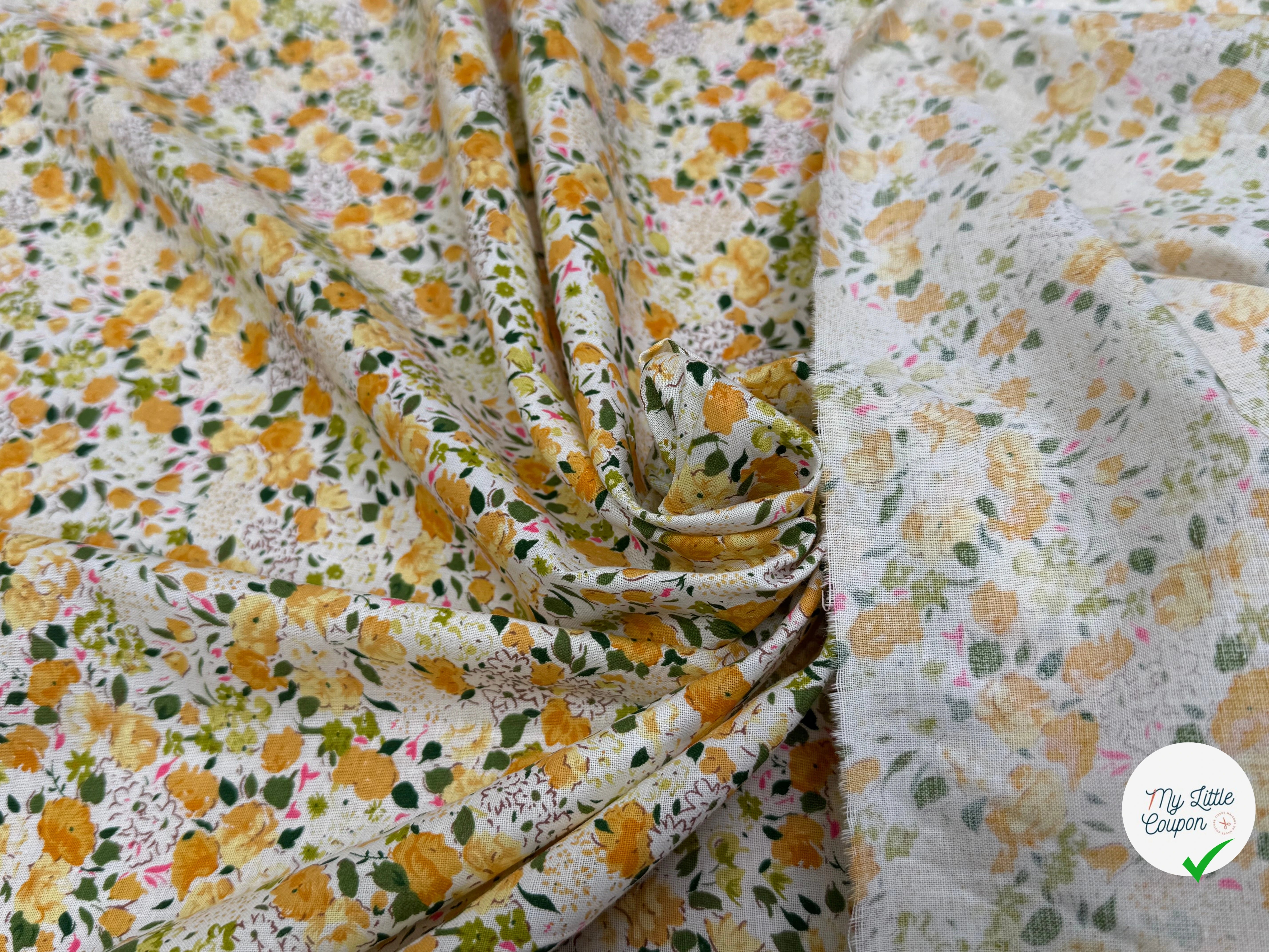 COTON FLEURS ORANGE & VERT - My Little Coupon