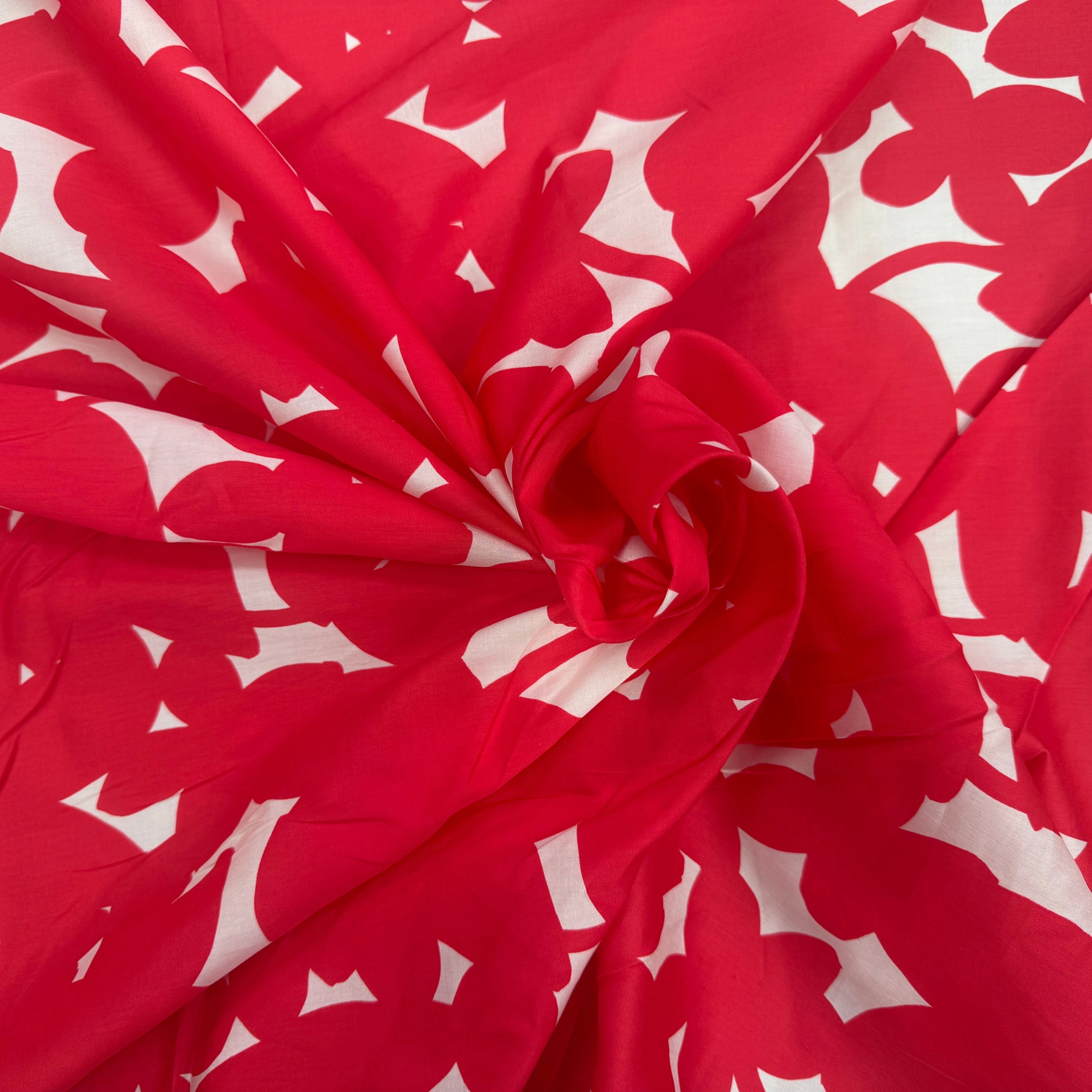 Tissu coton graphique à motif d'ombres rouge