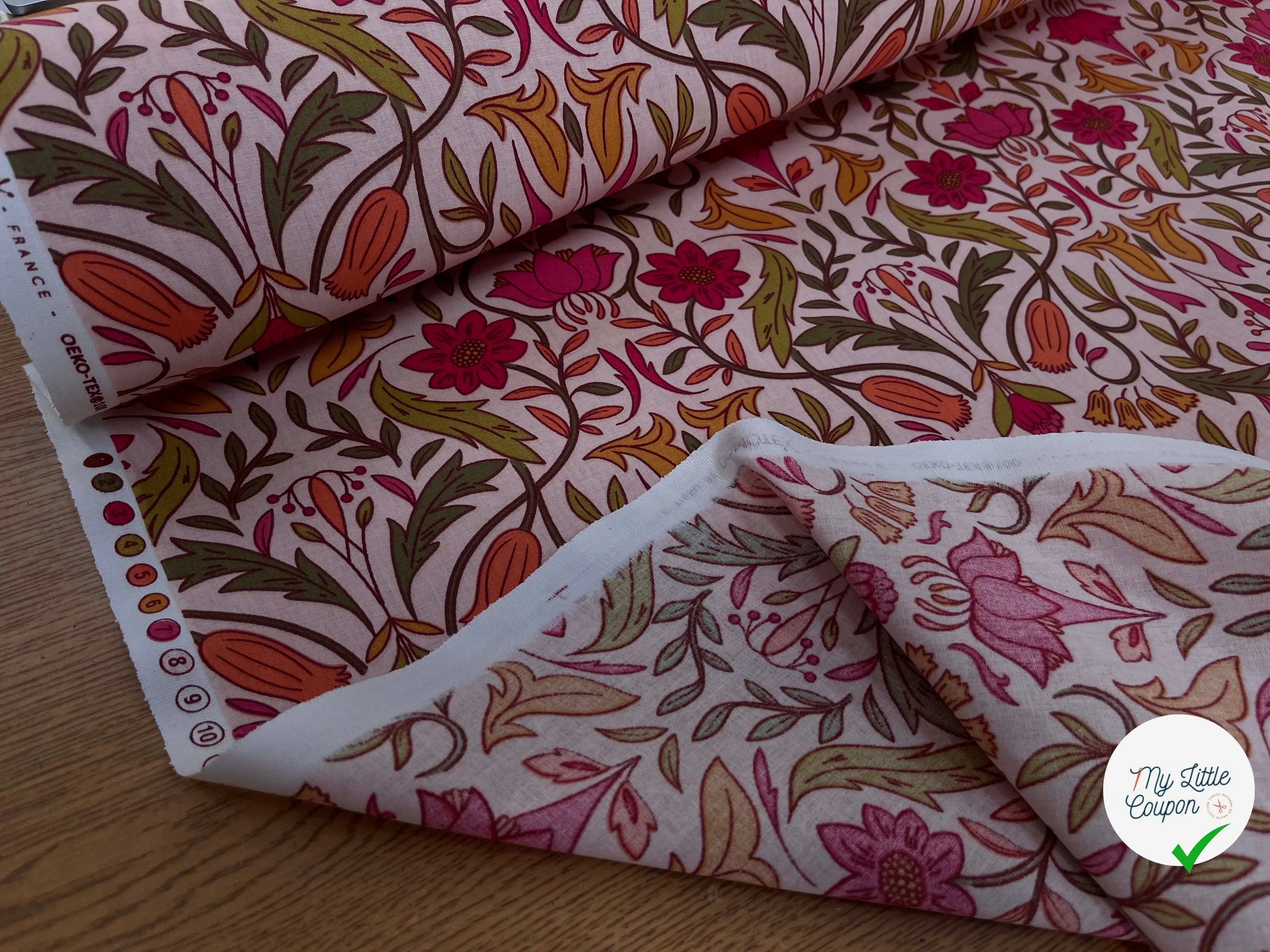 COTON IMPRIMÉ ALPHONSE PÊCHE / ROSE ALPHODVDQ37APL150010 - My Little Coupon