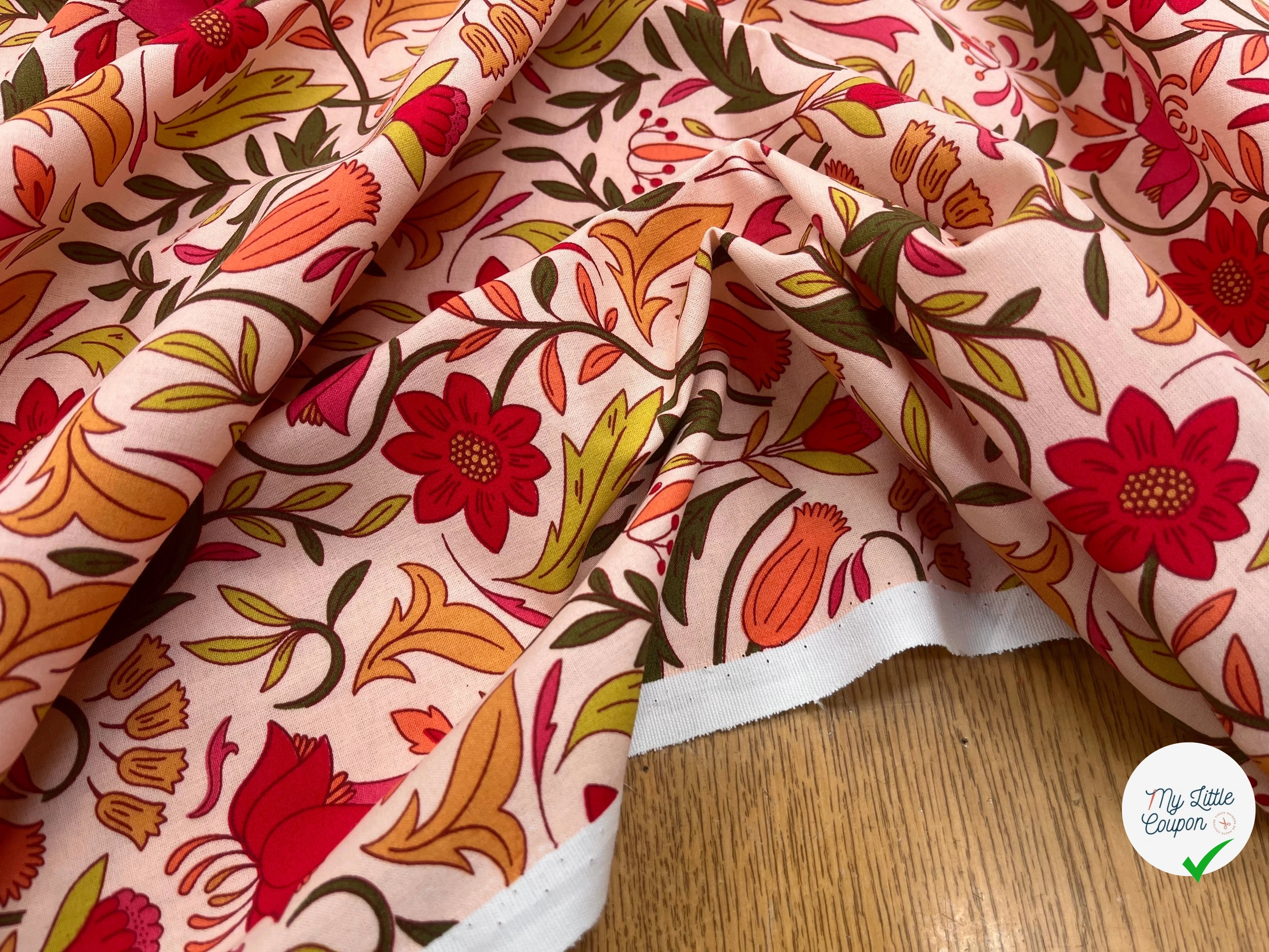 COTON IMPRIMÉ ALPHONSE PÊCHE / ROSE - My Little Coupon