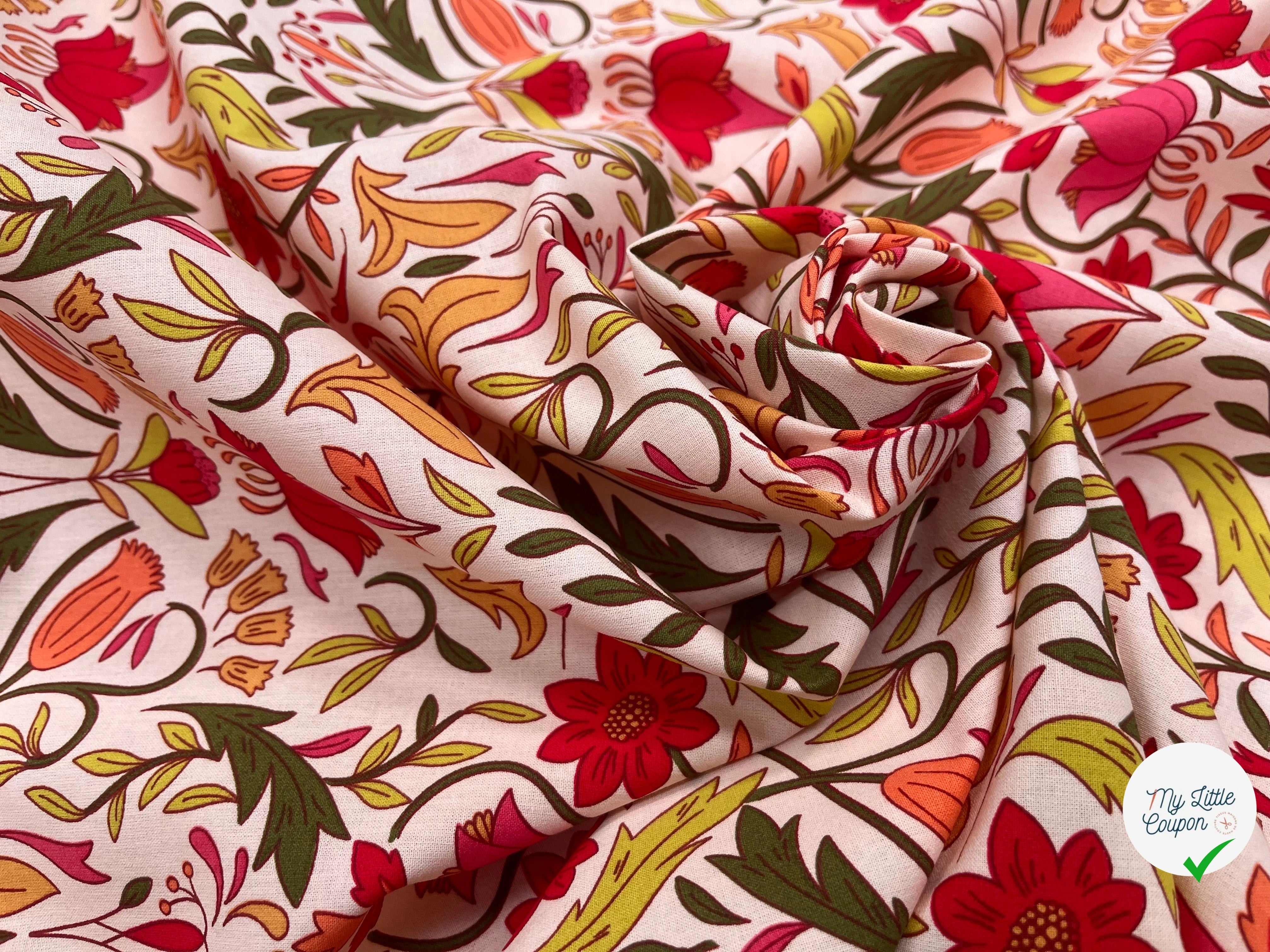 COTON IMPRIMÉ ALPHONSE PÊCHE / ROSE - My Little Coupon