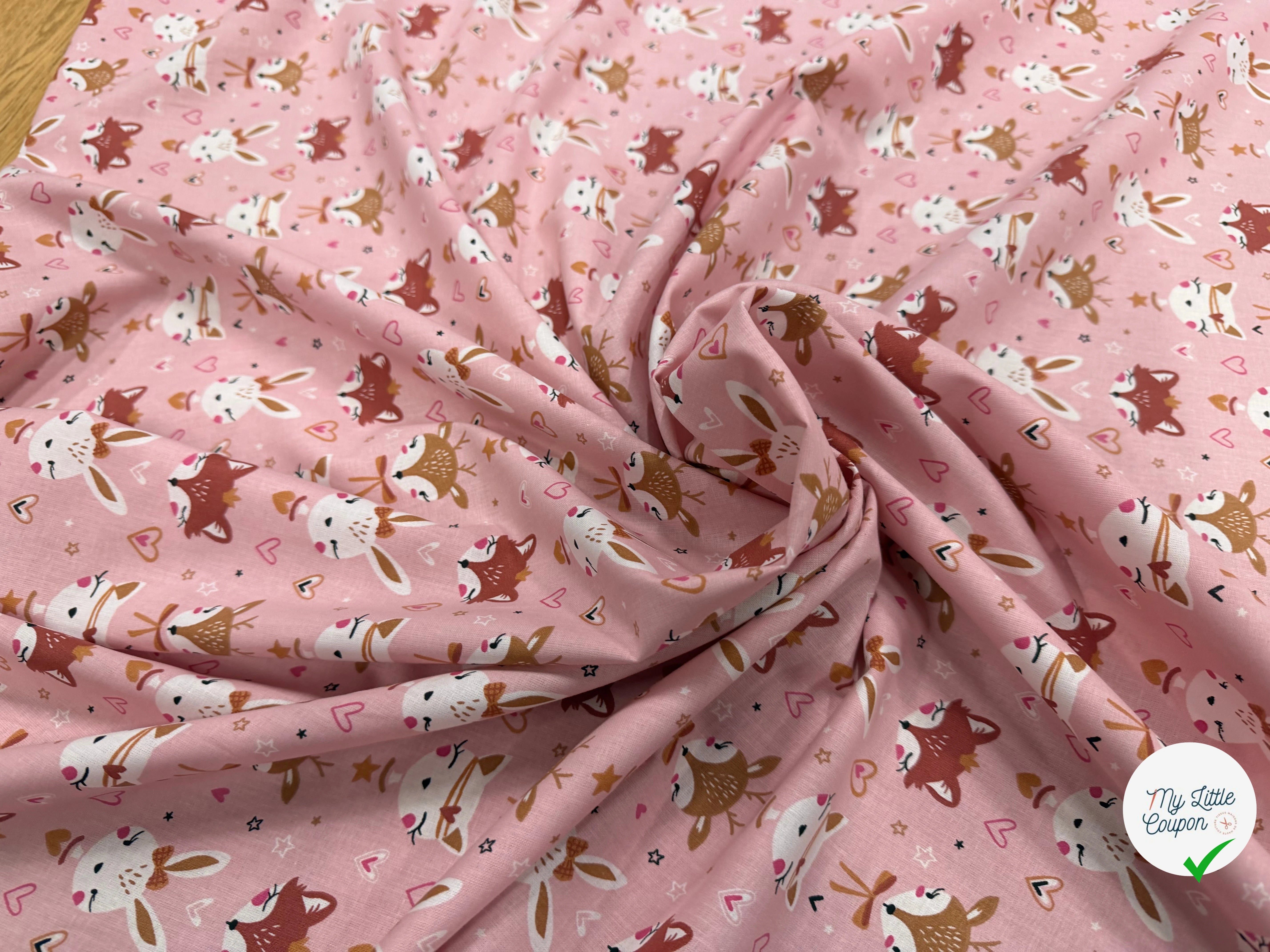 COTON IMPRIMÉ ANIBEL ROSE / MARRON - My Little Coupon