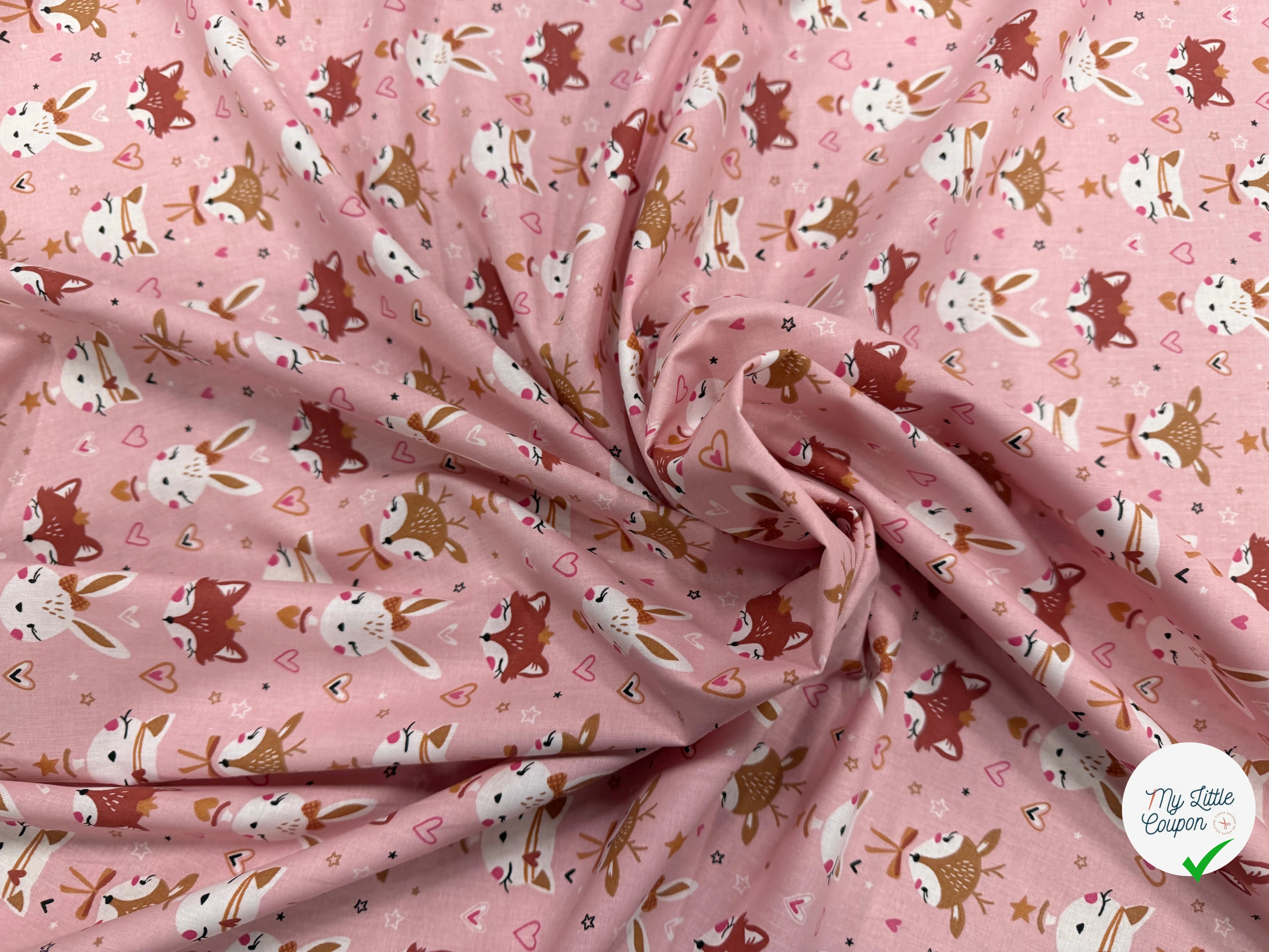 COTON IMPRIMÉ ANIBEL ROSE / MARRON - My Little Coupon