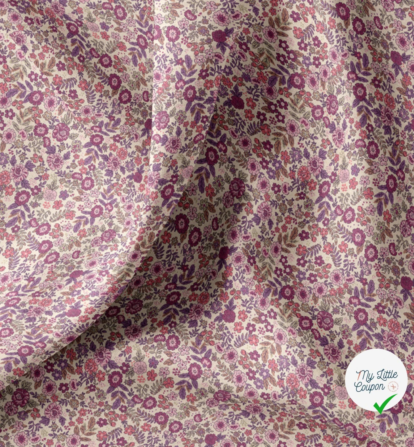 COTON IMPRIMÉ BARBARA ECRU / VIOLET - My Little Coupon