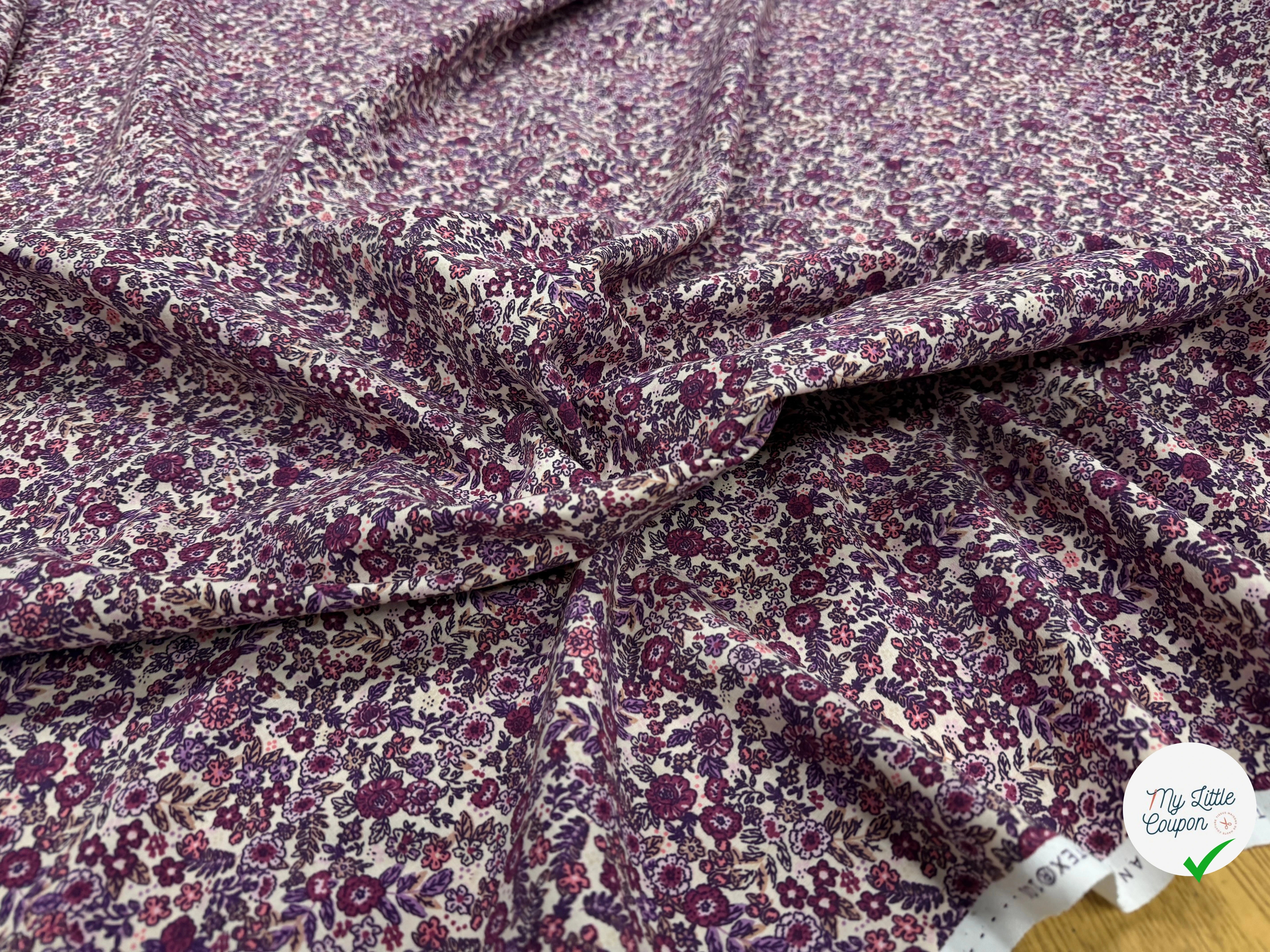 COTON IMPRIMÉ BARBARA ECRU / VIOLET - My Little Coupon