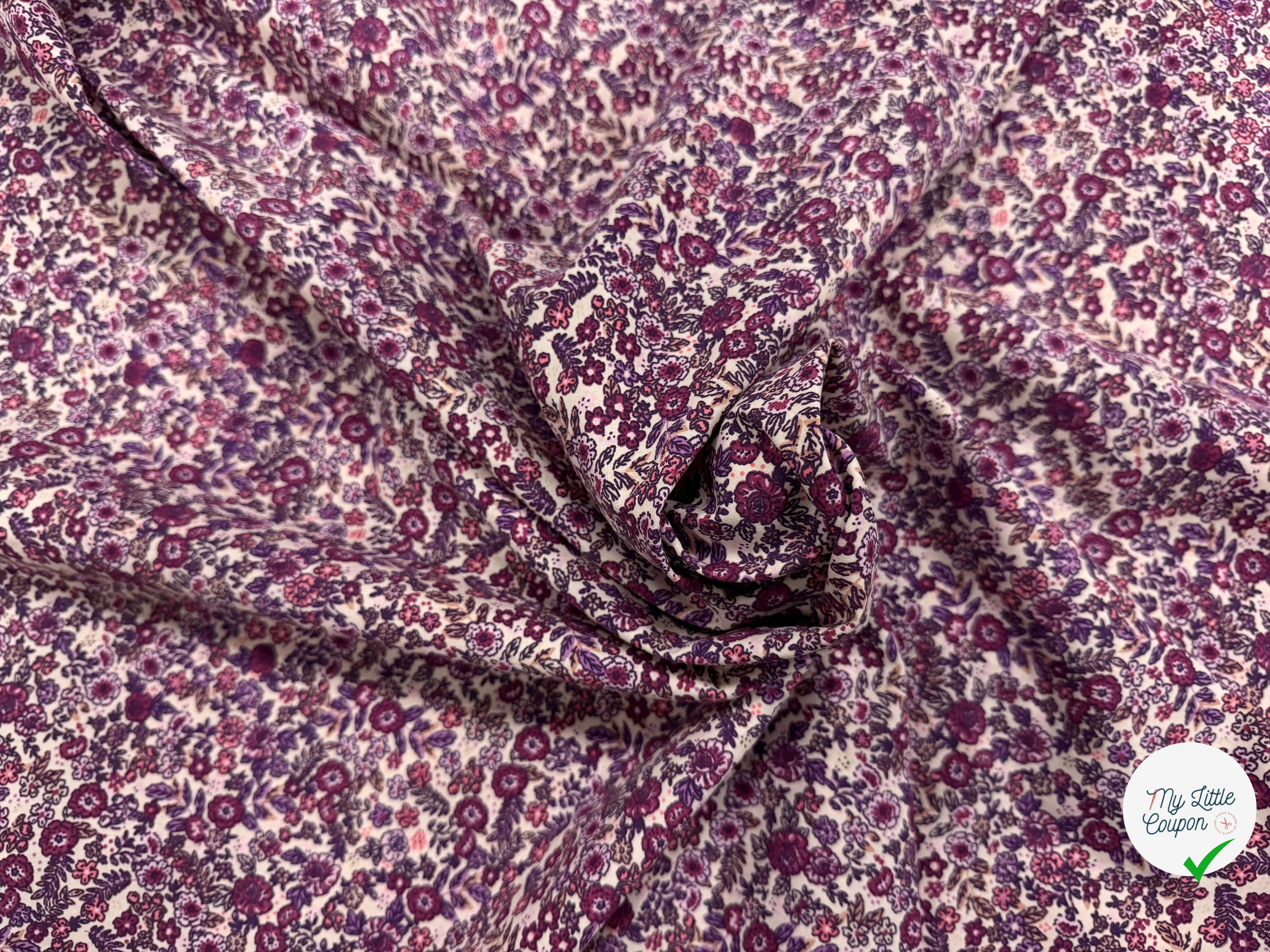 COTON IMPRIMÉ BARBARA ECRU / VIOLET - My Little Coupon