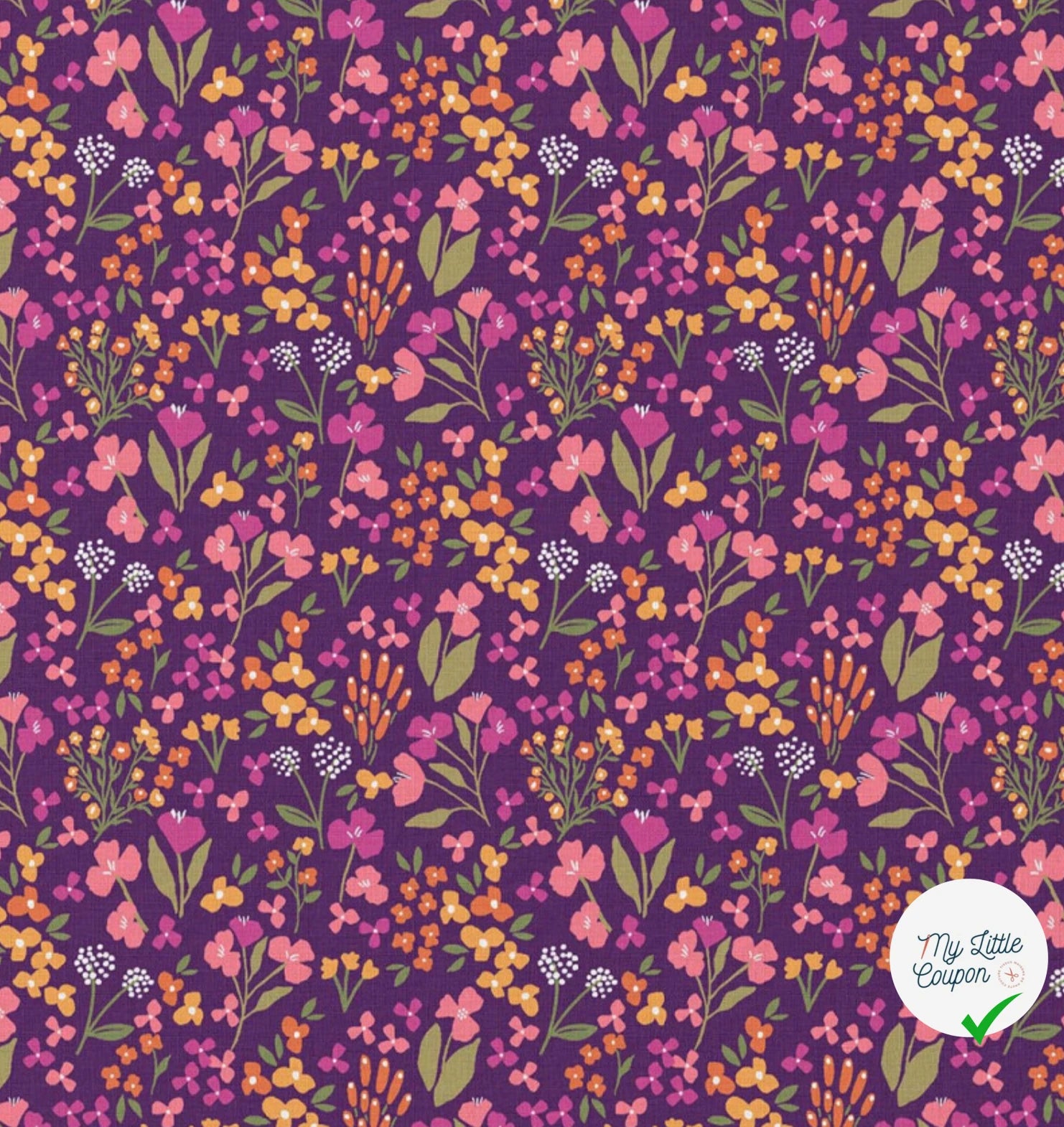 COTON IMPRIMÉ BIBURY VIOLET / JAUNE - My Little Coupon