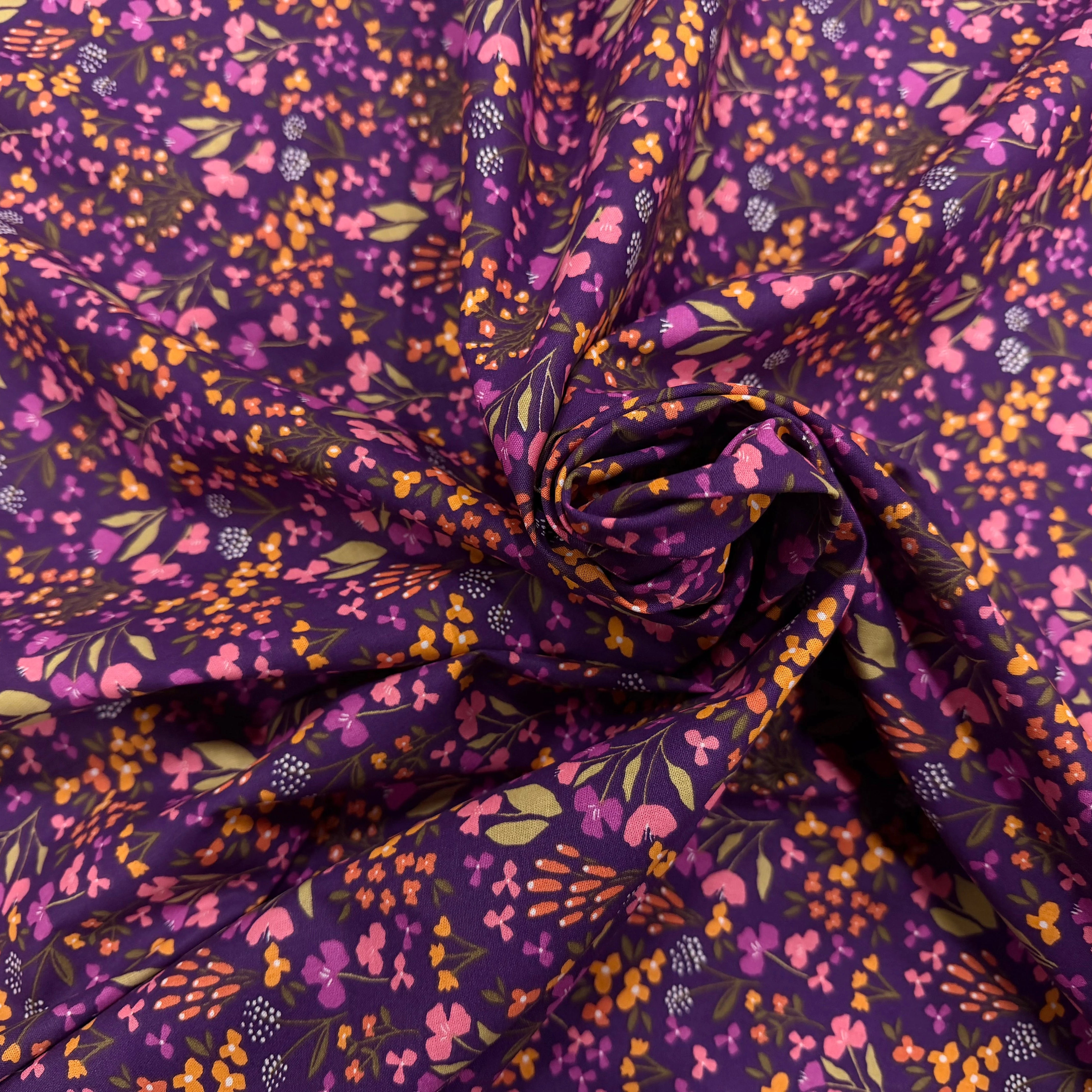 COTON IMPRIMÉ BIBURY VIOLET / JAUNE - My Little Coupon