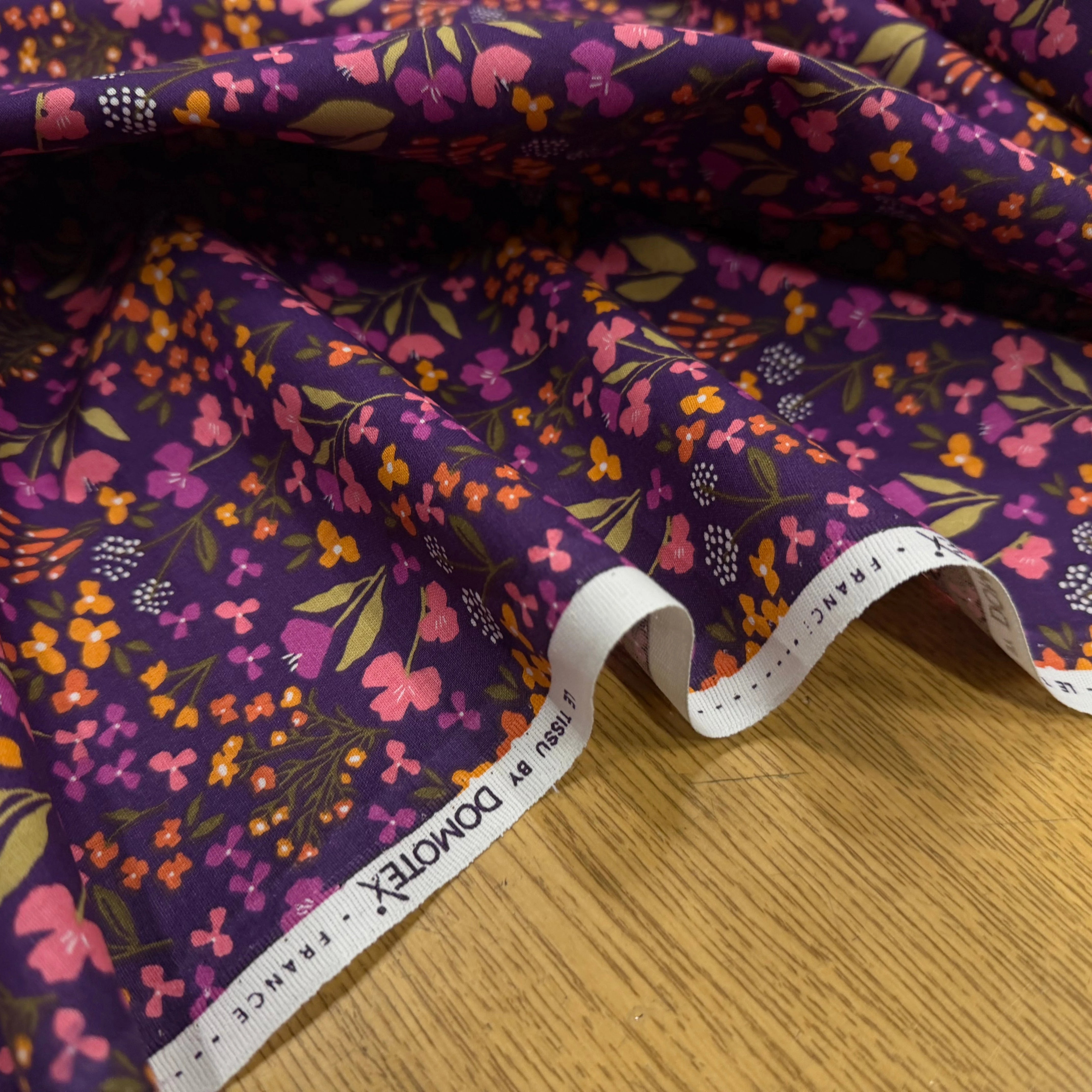 COTON IMPRIMÉ BIBURY VIOLET / JAUNE - My Little Coupon