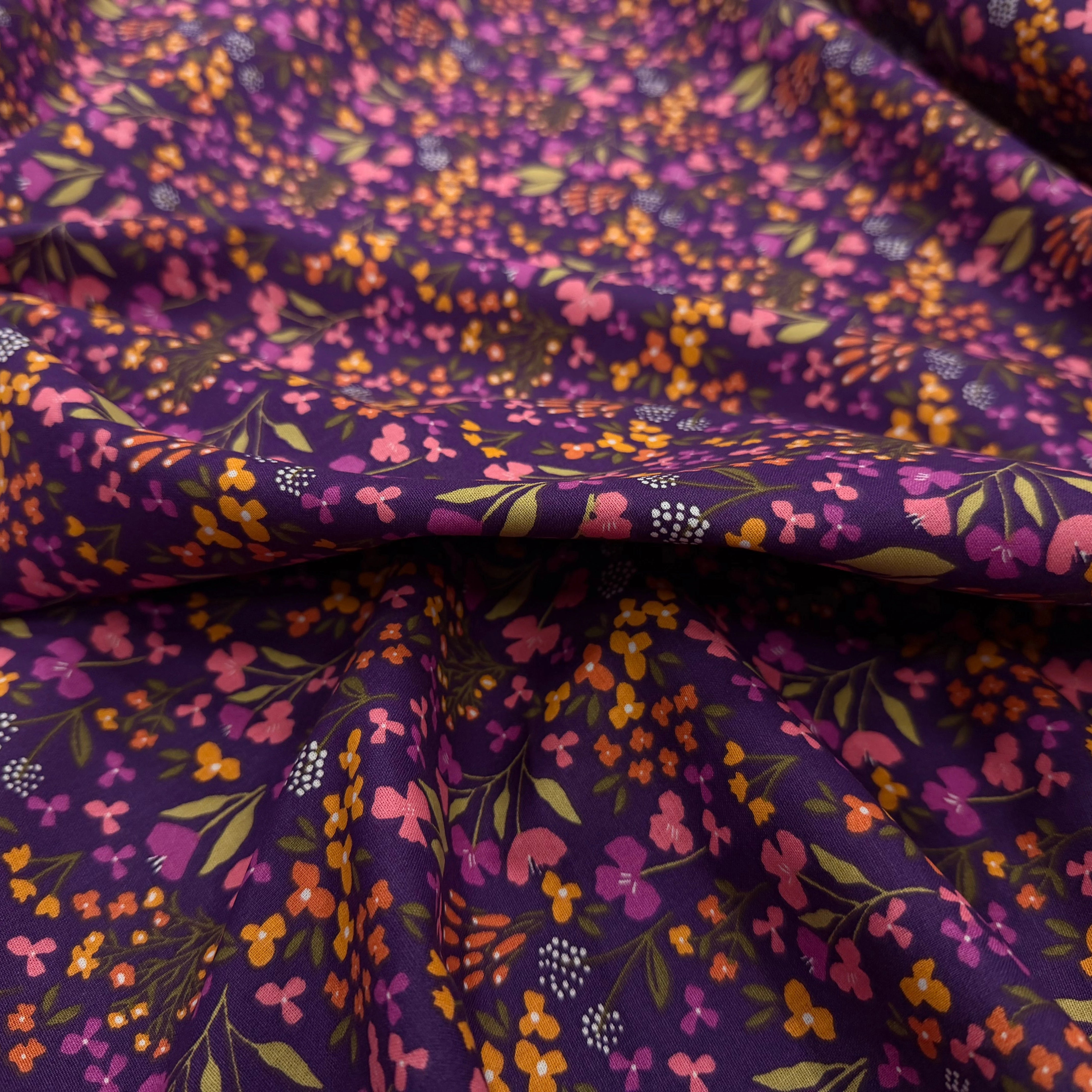 COTON IMPRIMÉ BIBURY VIOLET / JAUNE - My Little Coupon