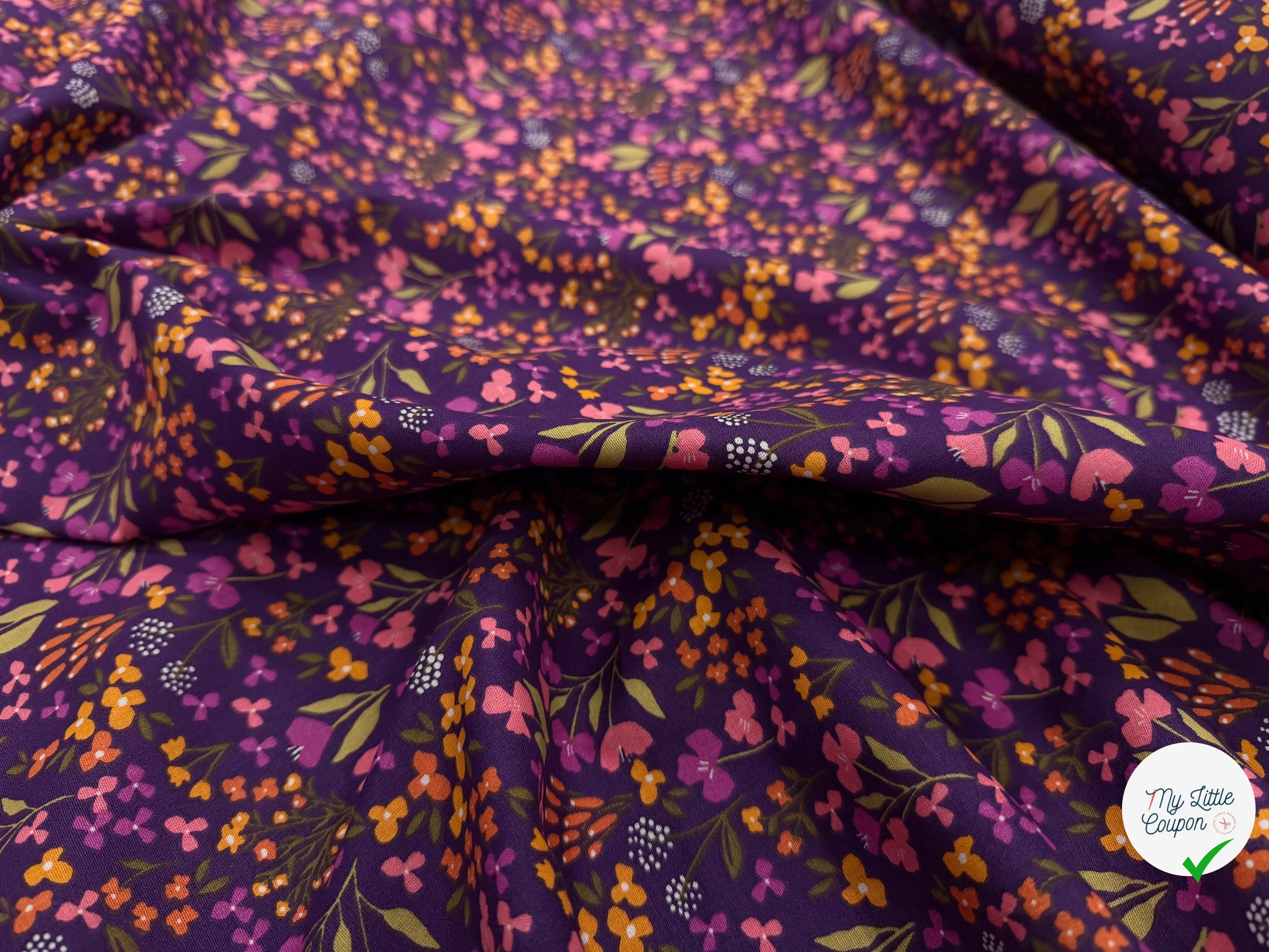 COTON IMPRIMÉ BIBURY VIOLET / JAUNE - My Little Coupon