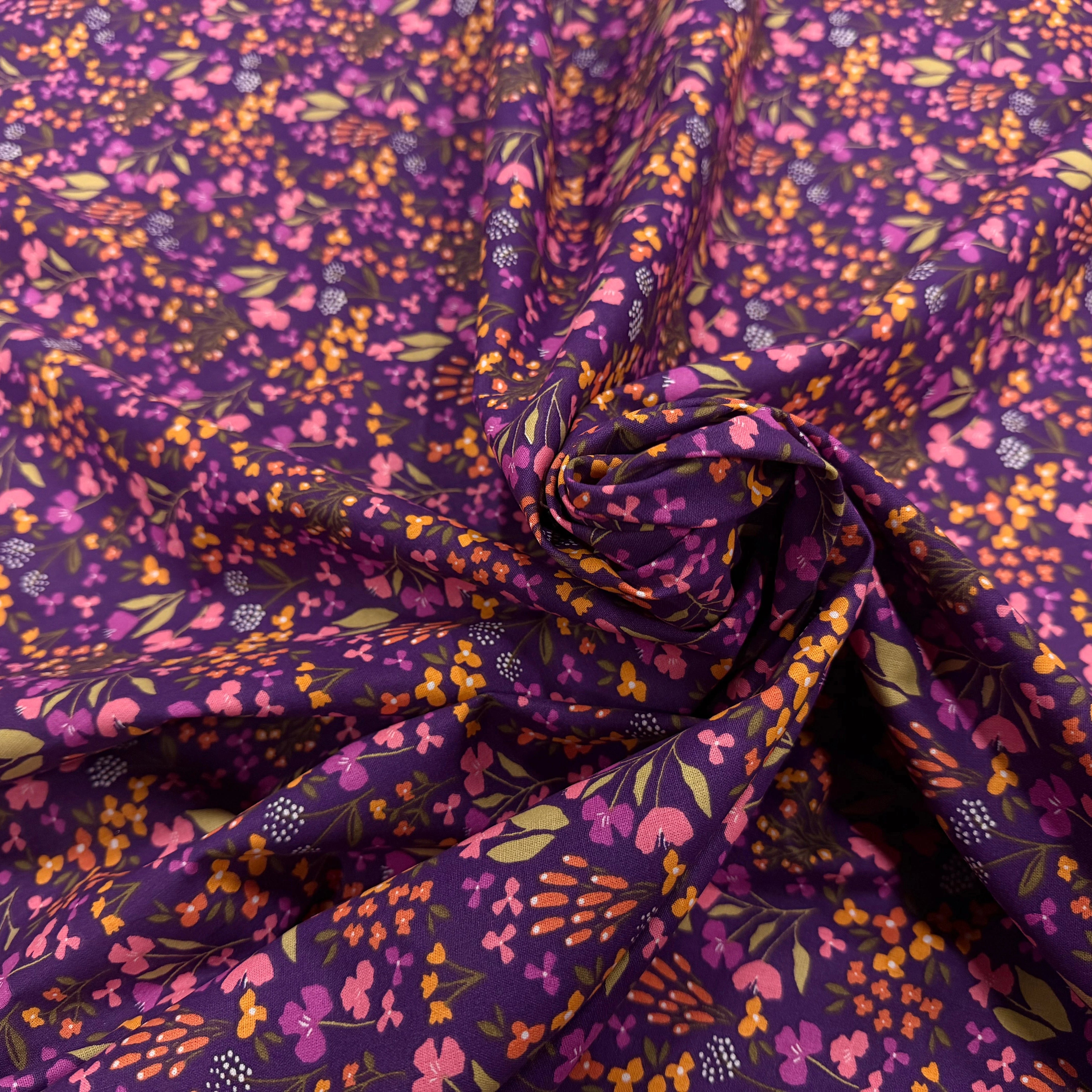 COTON IMPRIMÉ BIBURY VIOLET / JAUNE - My Little Coupon