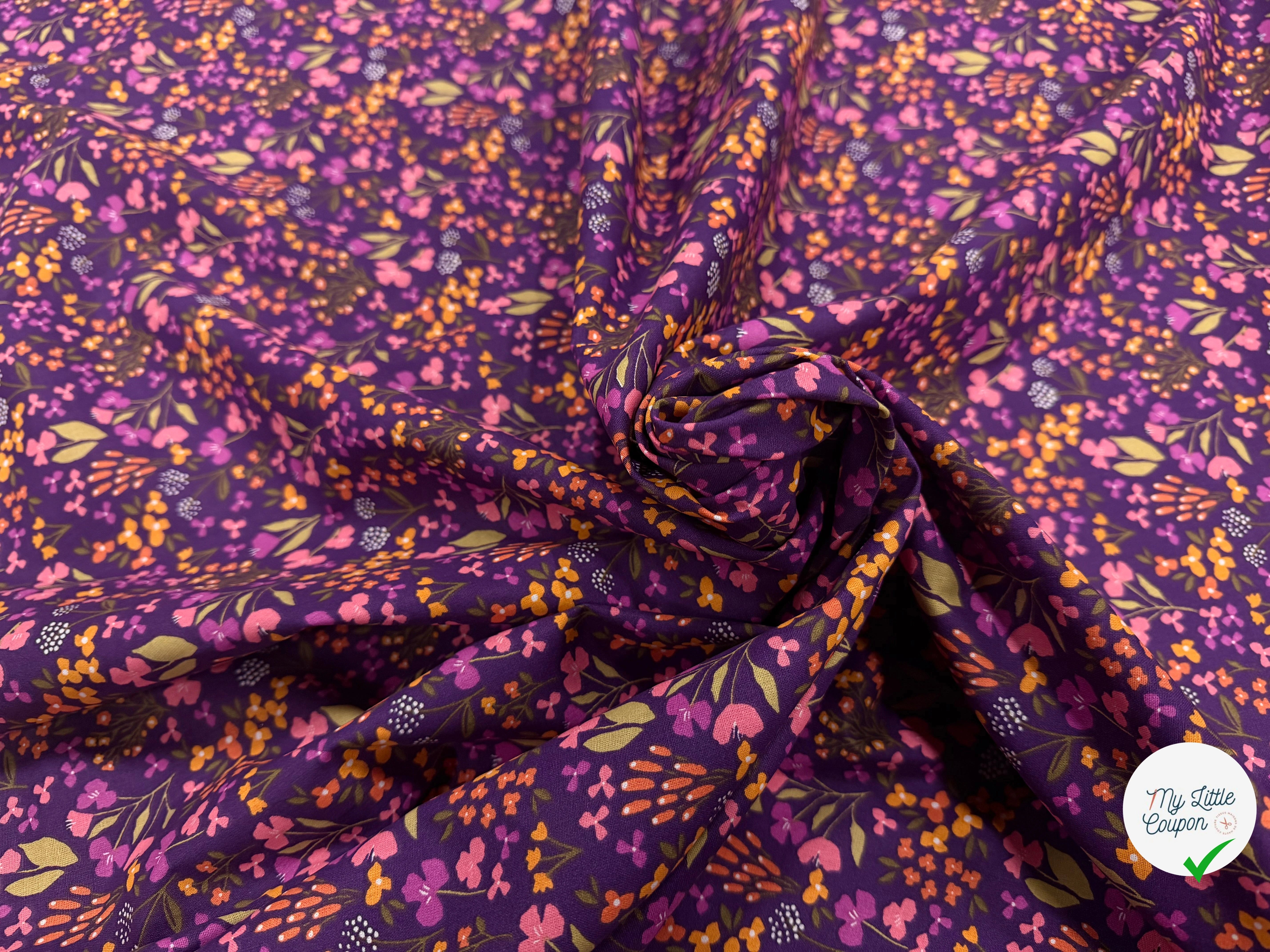 COTON IMPRIMÉ BIBURY VIOLET / JAUNE - My Little Coupon