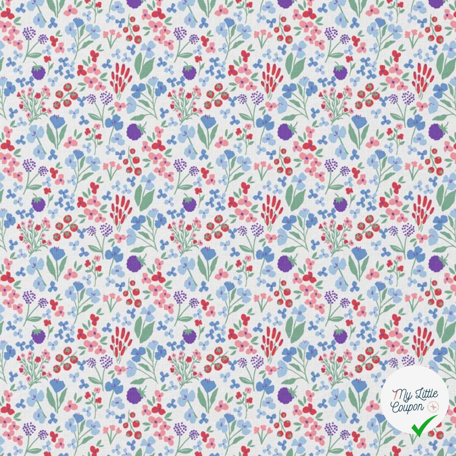 COTON IMPRIMÉ CELINE BLANC / BLEU OEK - My Little Coupon