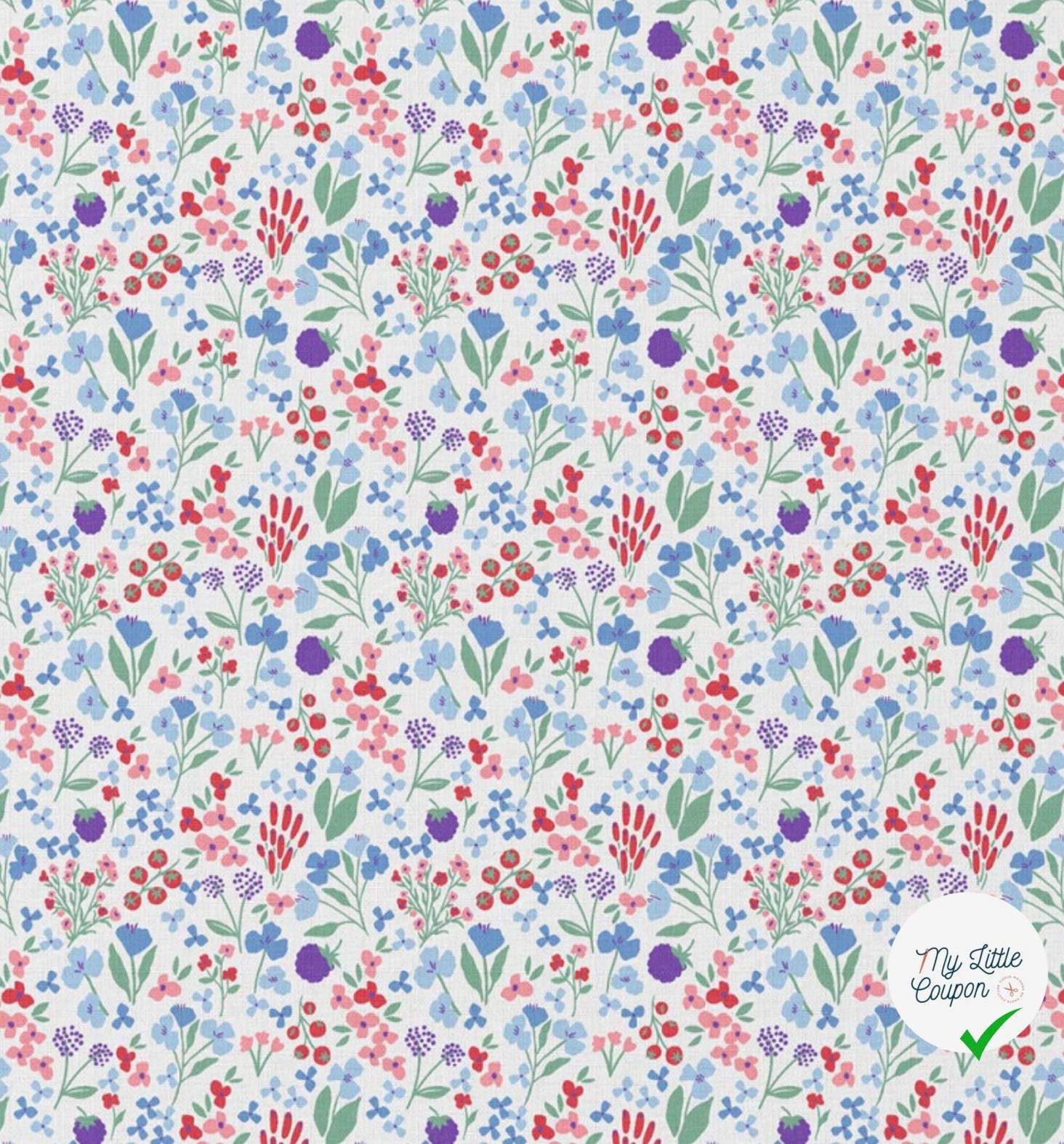 COTON IMPRIMÉ CELINE BLANC / BLEU OEK - My Little Coupon