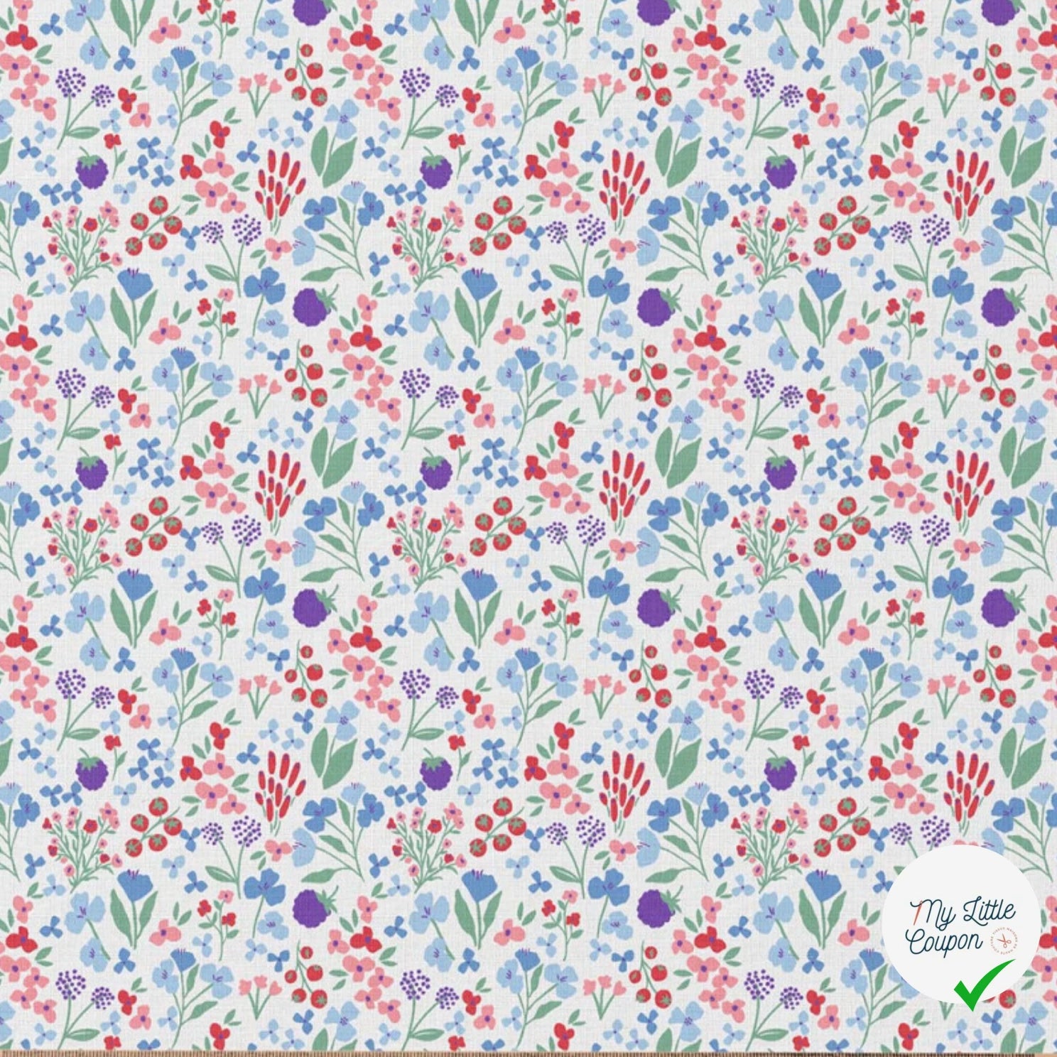 COTON IMPRIMÉ CELINE BLANC / BLEU OEK - My Little Coupon