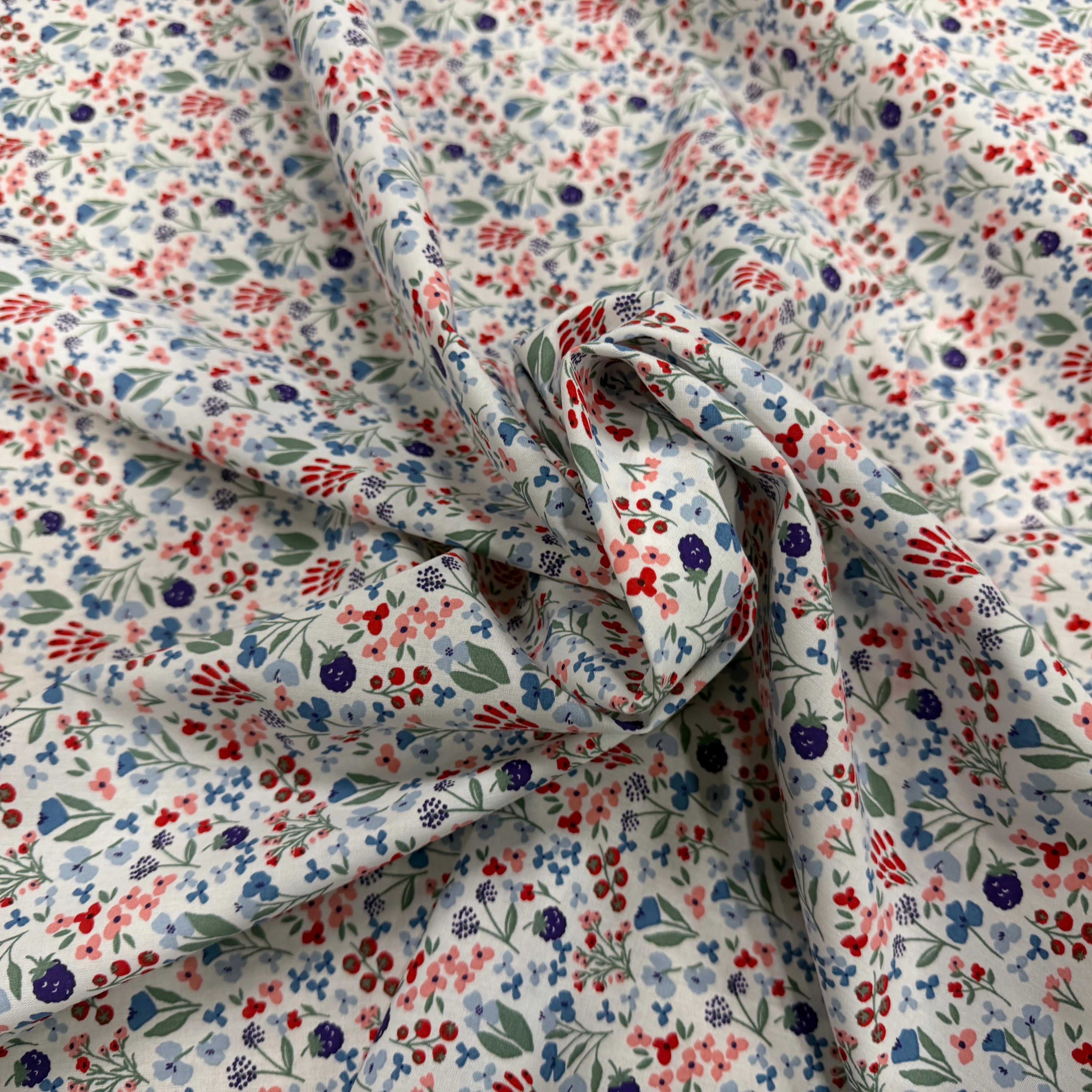 COTON IMPRIMÉ CELINE BLANC / BLEU OEK - My Little Coupon