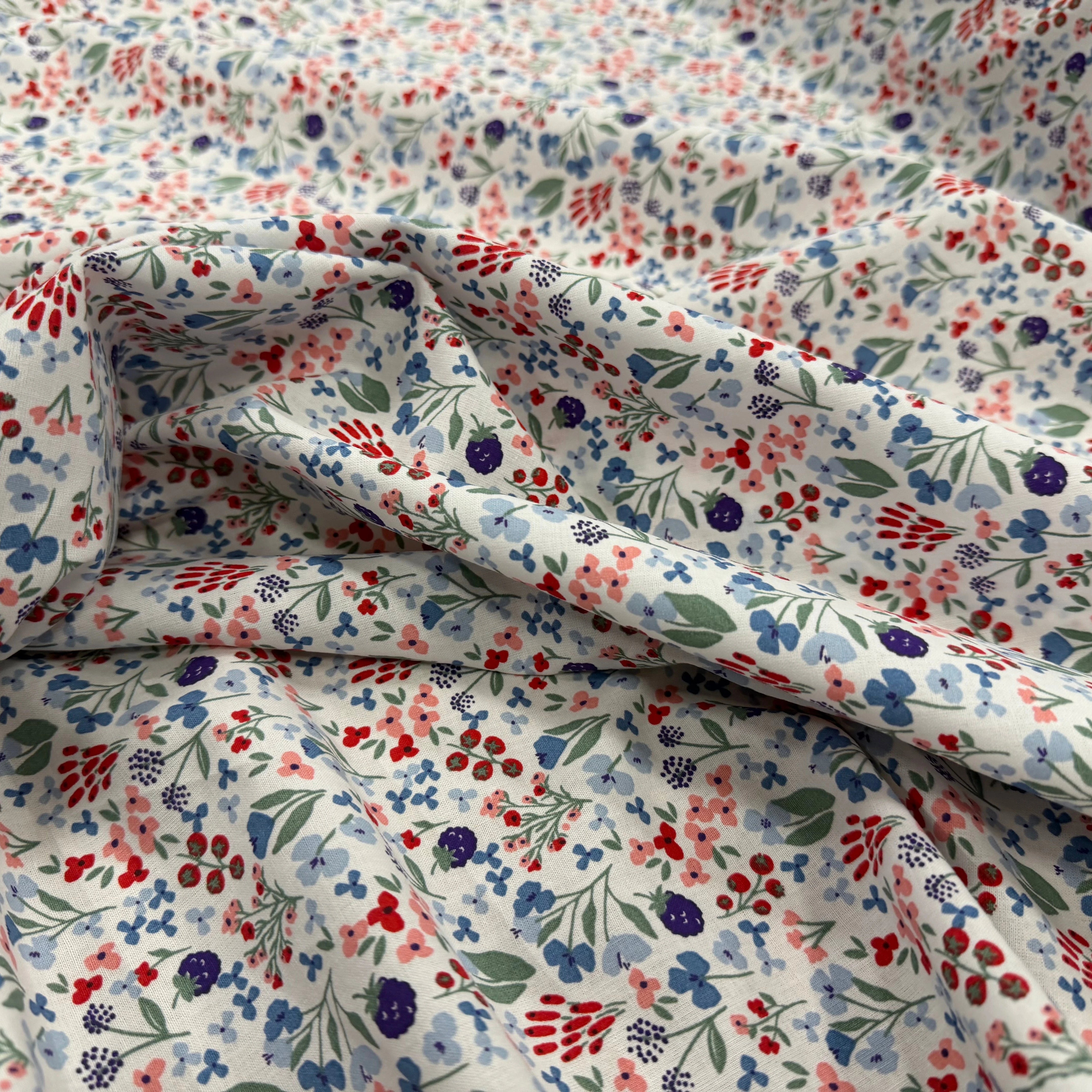 COTON IMPRIMÉ CELINE BLANC / BLEU OEK - My Little Coupon