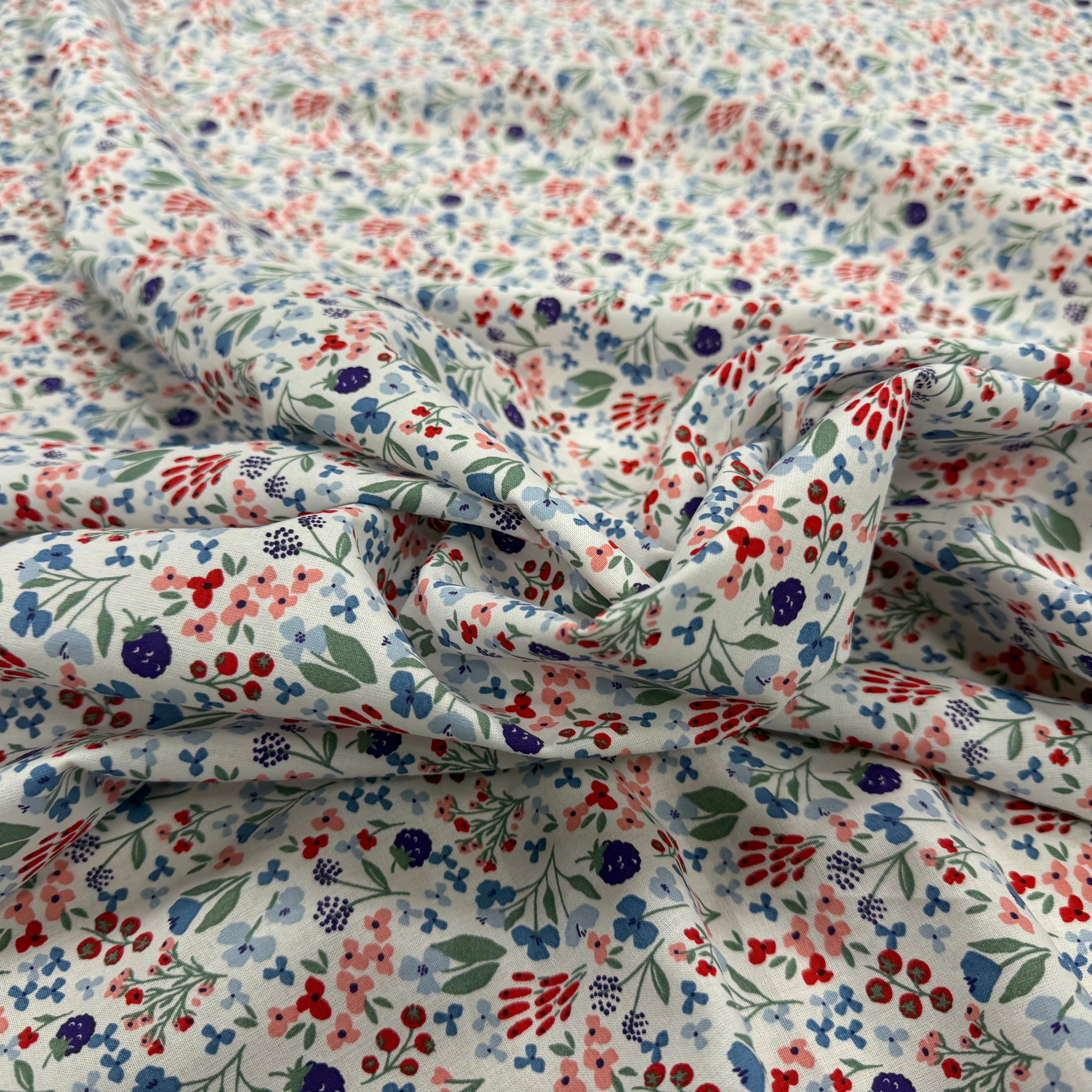 COTON IMPRIMÉ CELINE BLANC / BLEU OEK - My Little Coupon