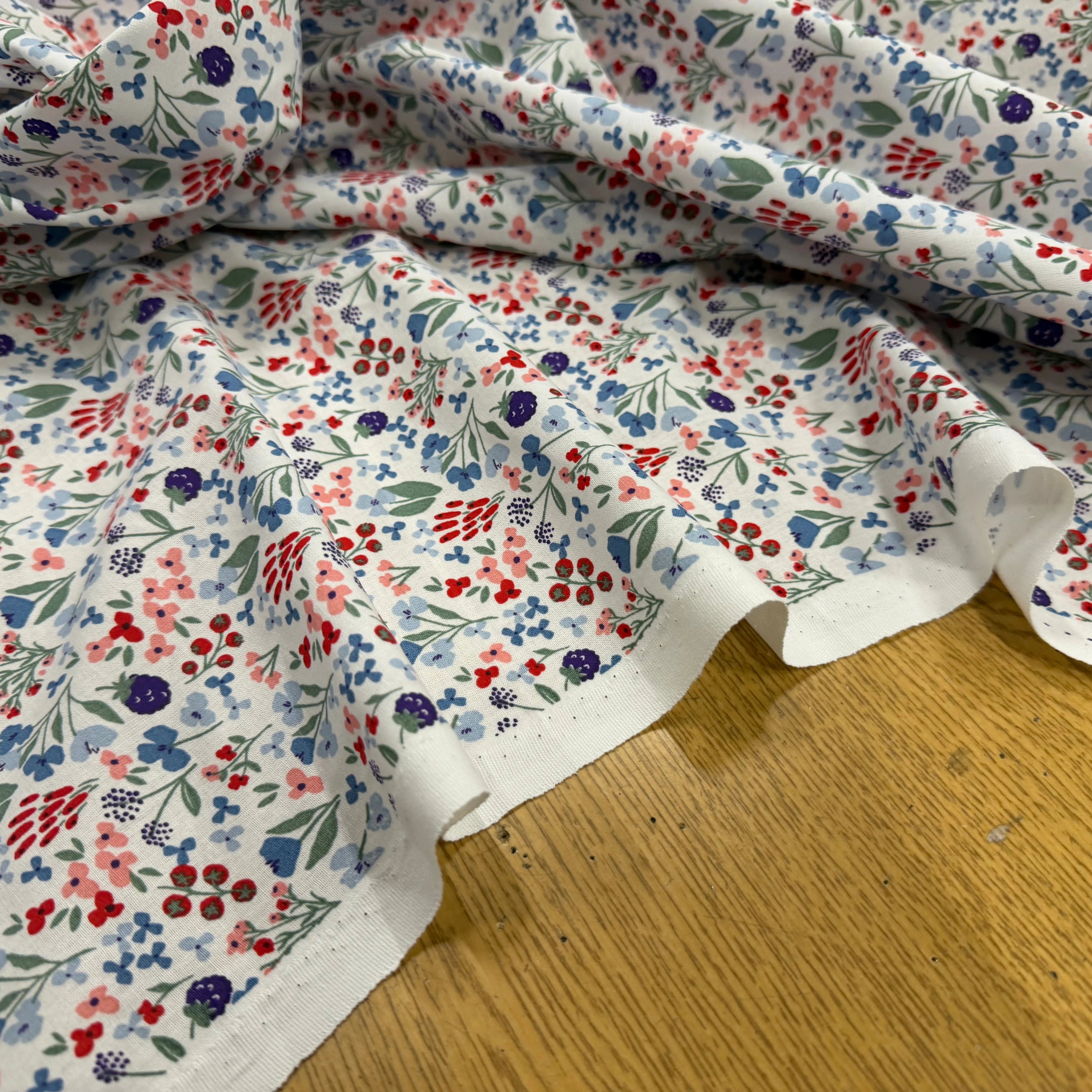 COTON IMPRIMÉ CELINE BLANC / BLEU OEK - My Little Coupon