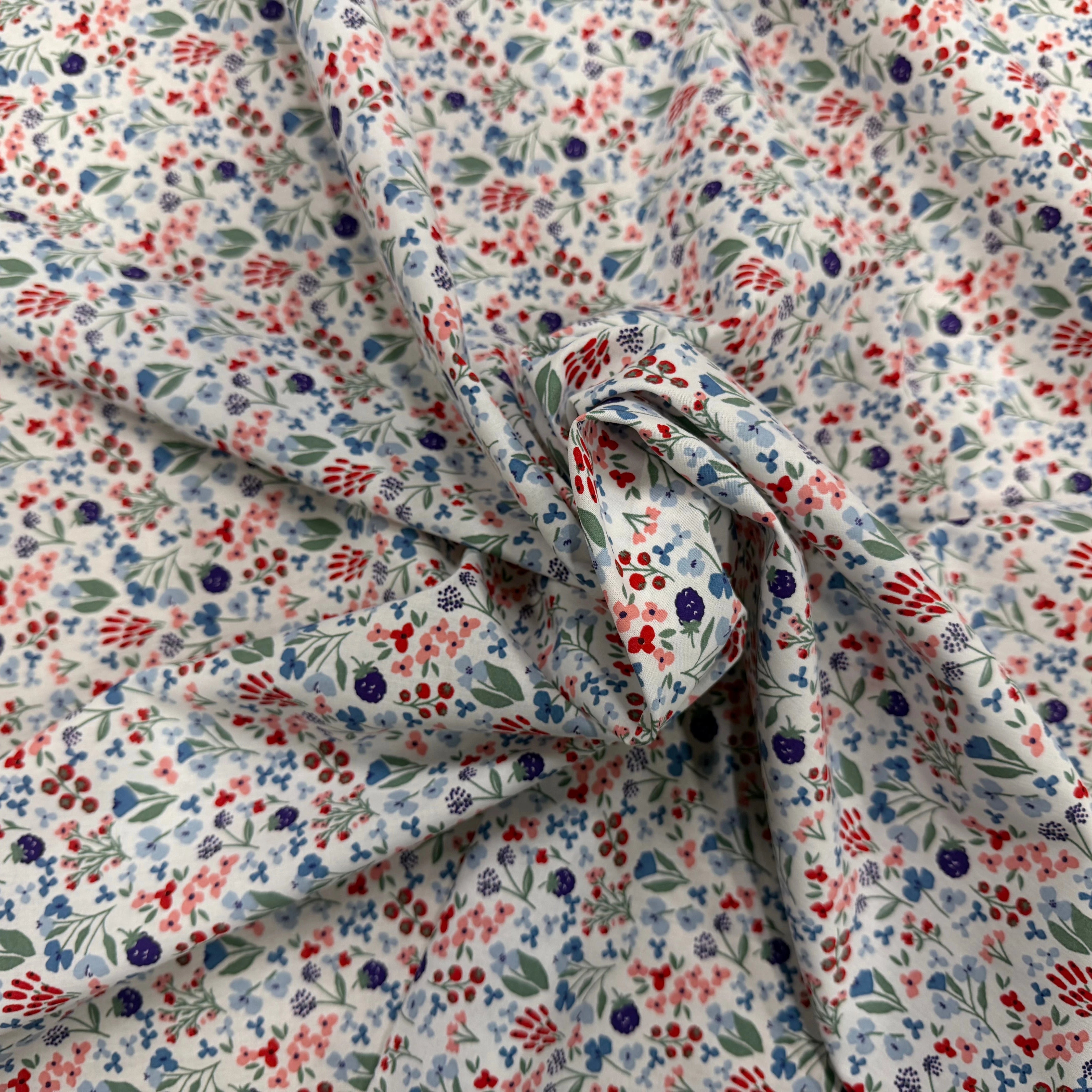 COTON IMPRIMÉ CELINE BLANC / BLEU OEK - My Little Coupon