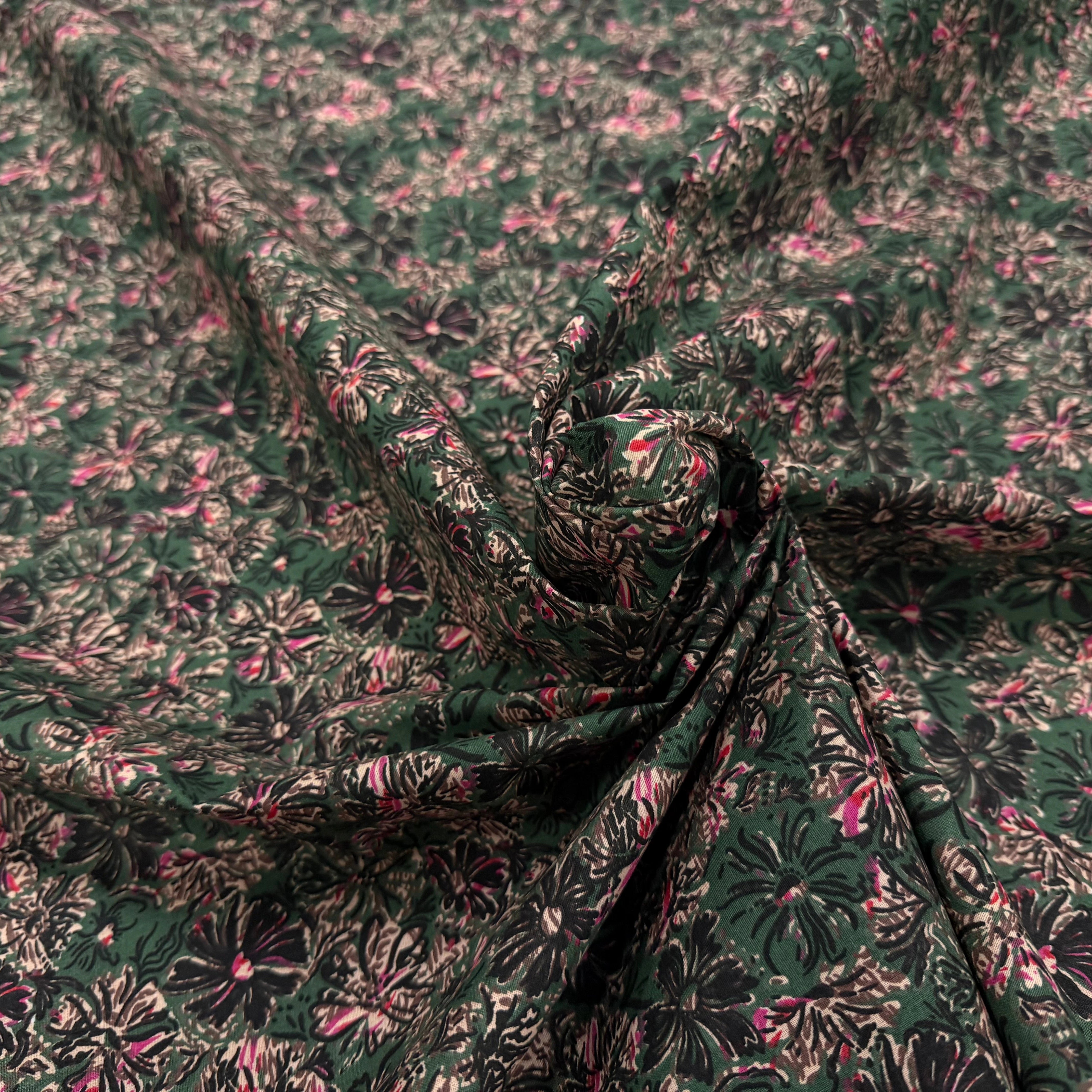 COTON IMPRIMÉ ENZA VERT / ROSE - My Little Coupon