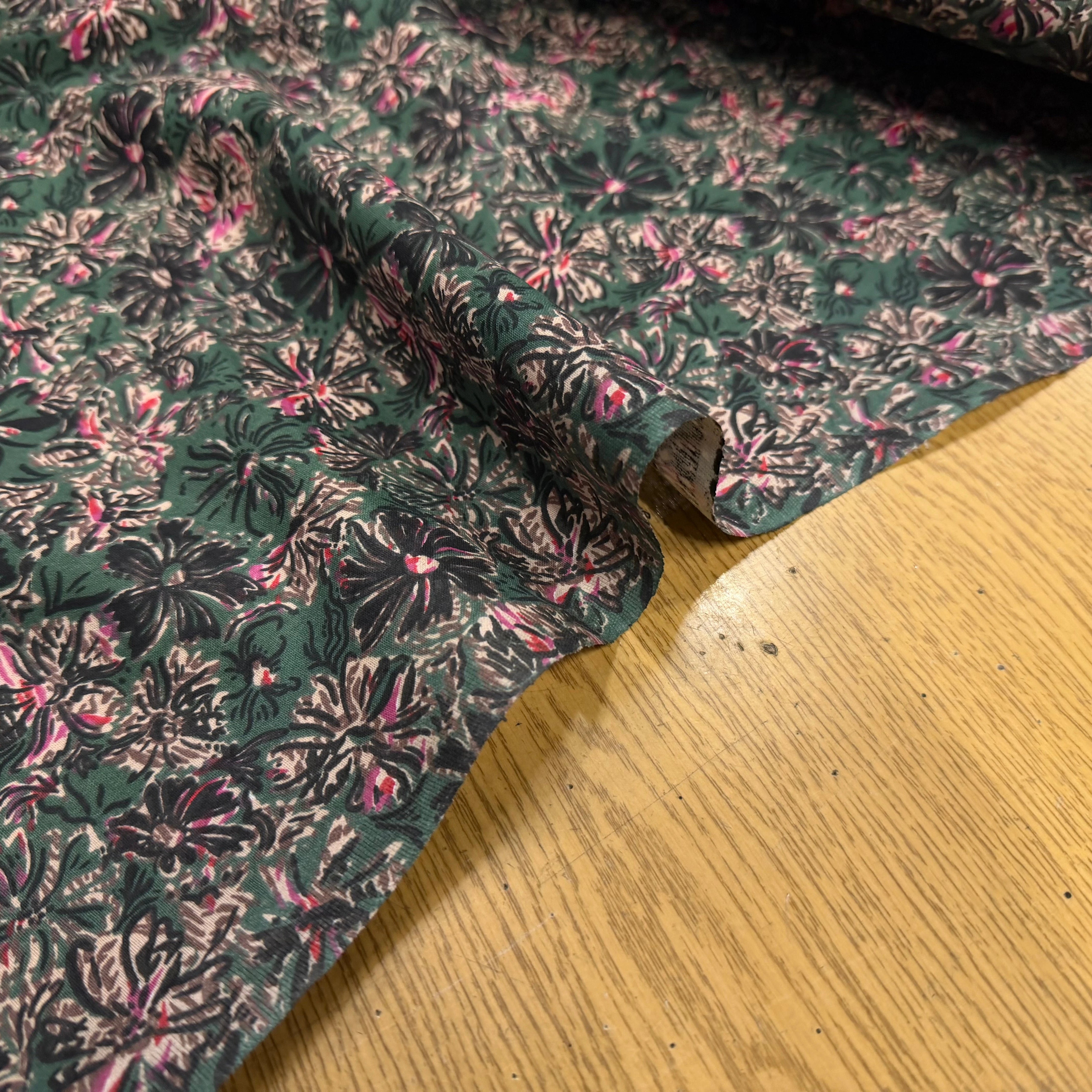 COTON IMPRIMÉ ENZA VERT / ROSE - My Little Coupon