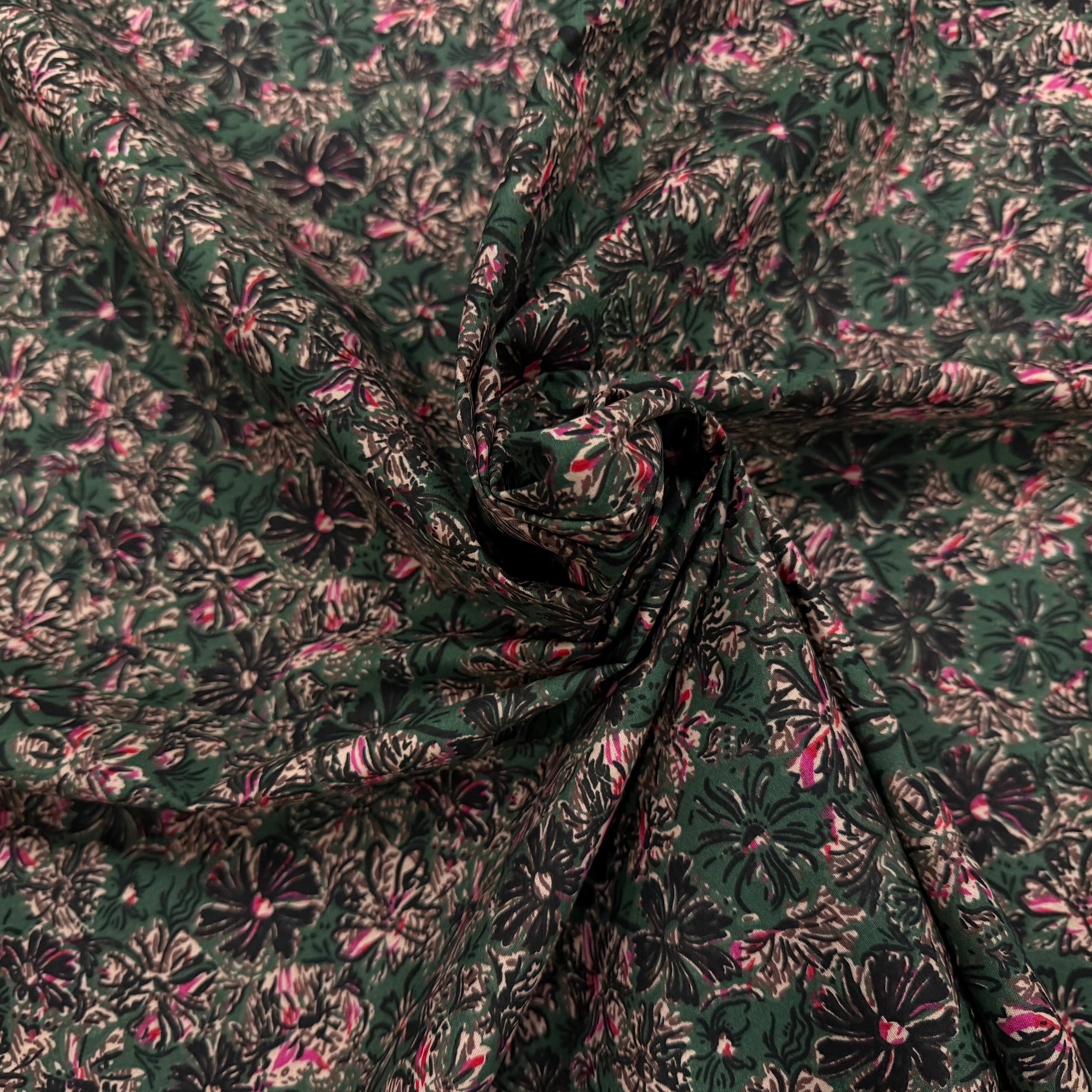 COTON IMPRIMÉ ENZA VERT / ROSE - My Little Coupon