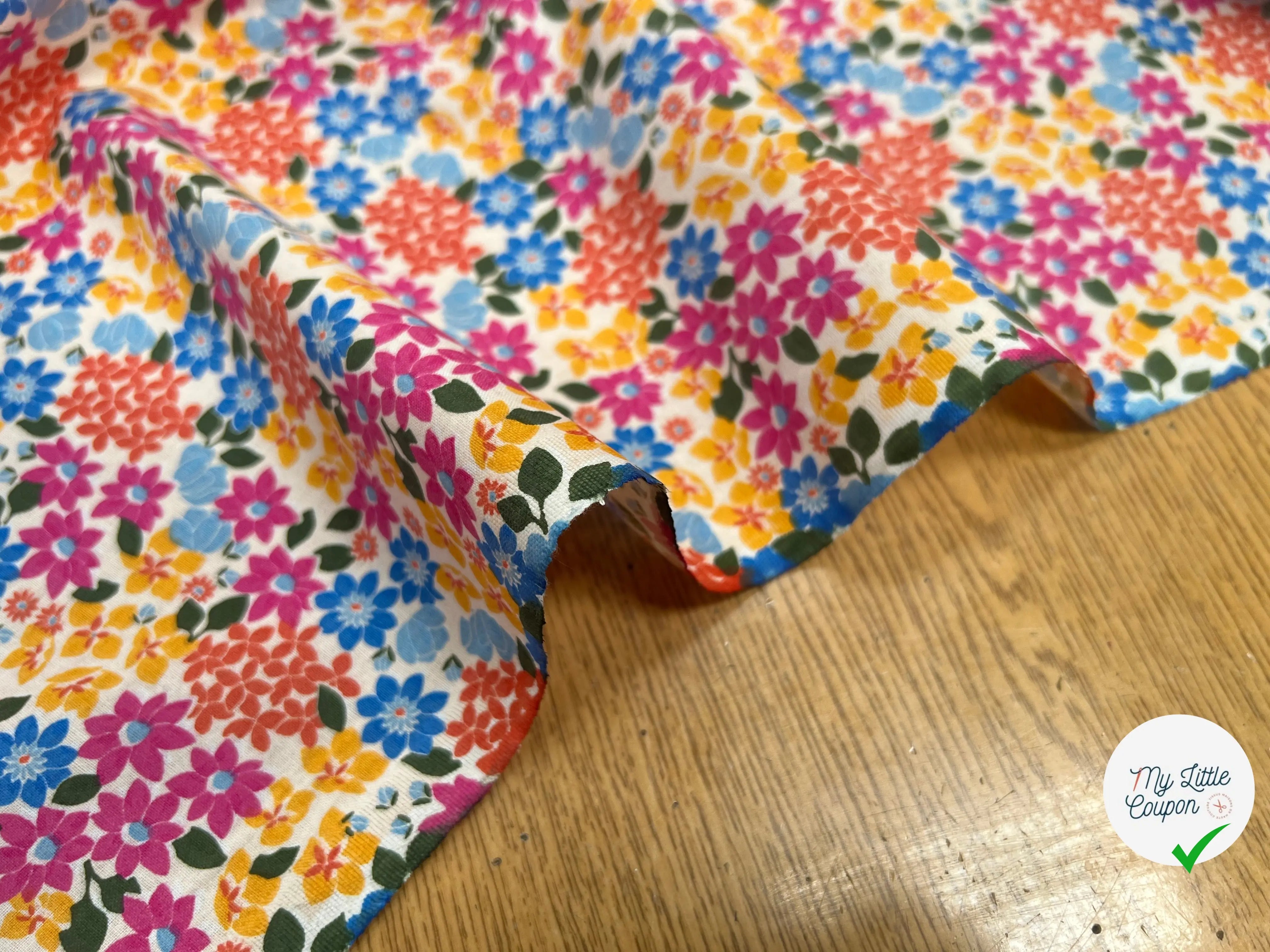 COTON IMPRIMÉ FLEURS GLADYS ROSE / JAUNE 1B L1 150 - My Little Coupon
