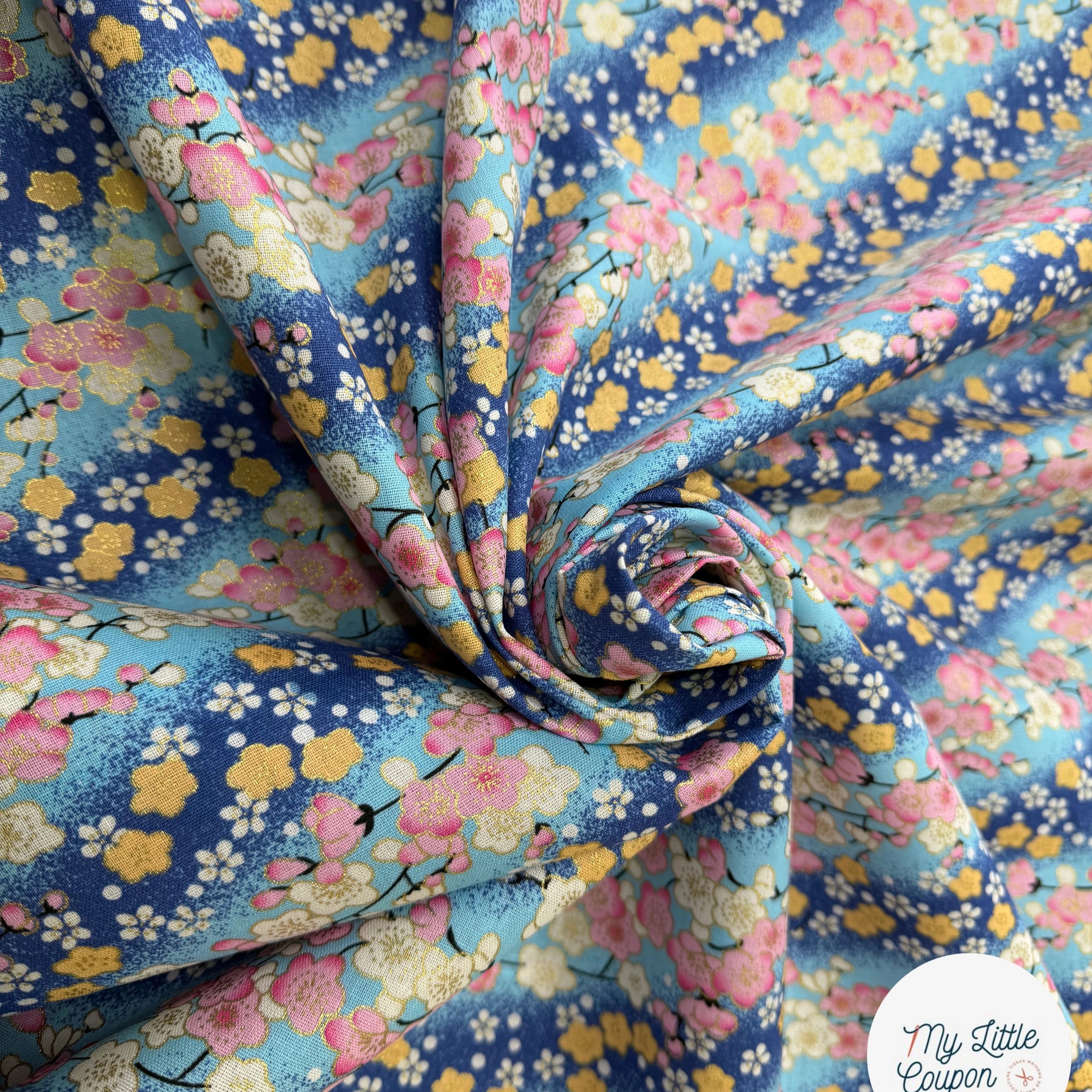 COTON IMPRIMÉ FOIL 08 BLEU 145 CM - My Little Coupon