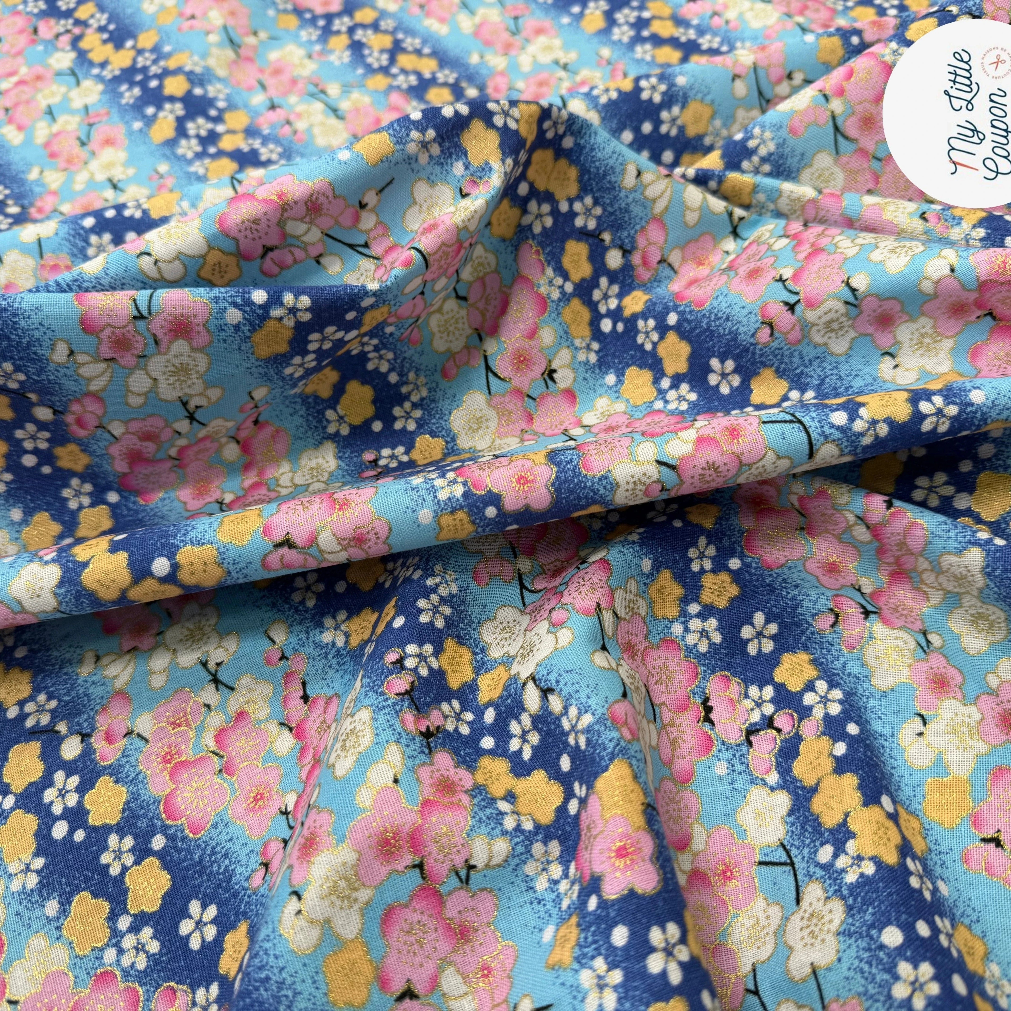 COTON IMPRIMÉ FOIL 08 BLEU 145 CM - My Little Coupon