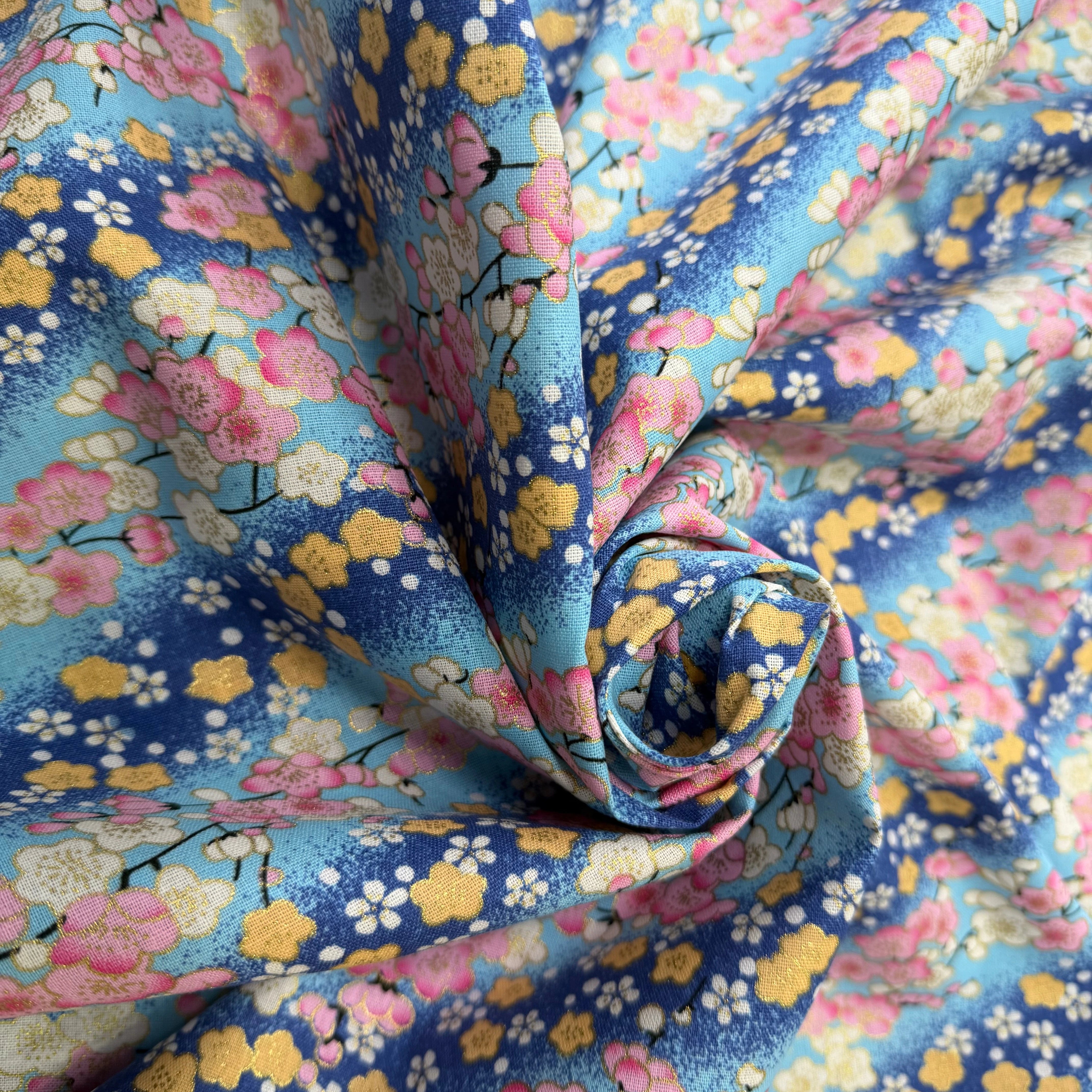 COTON IMPRIMÉ FOIL 08 BLEU 145 CM - My Little Coupon