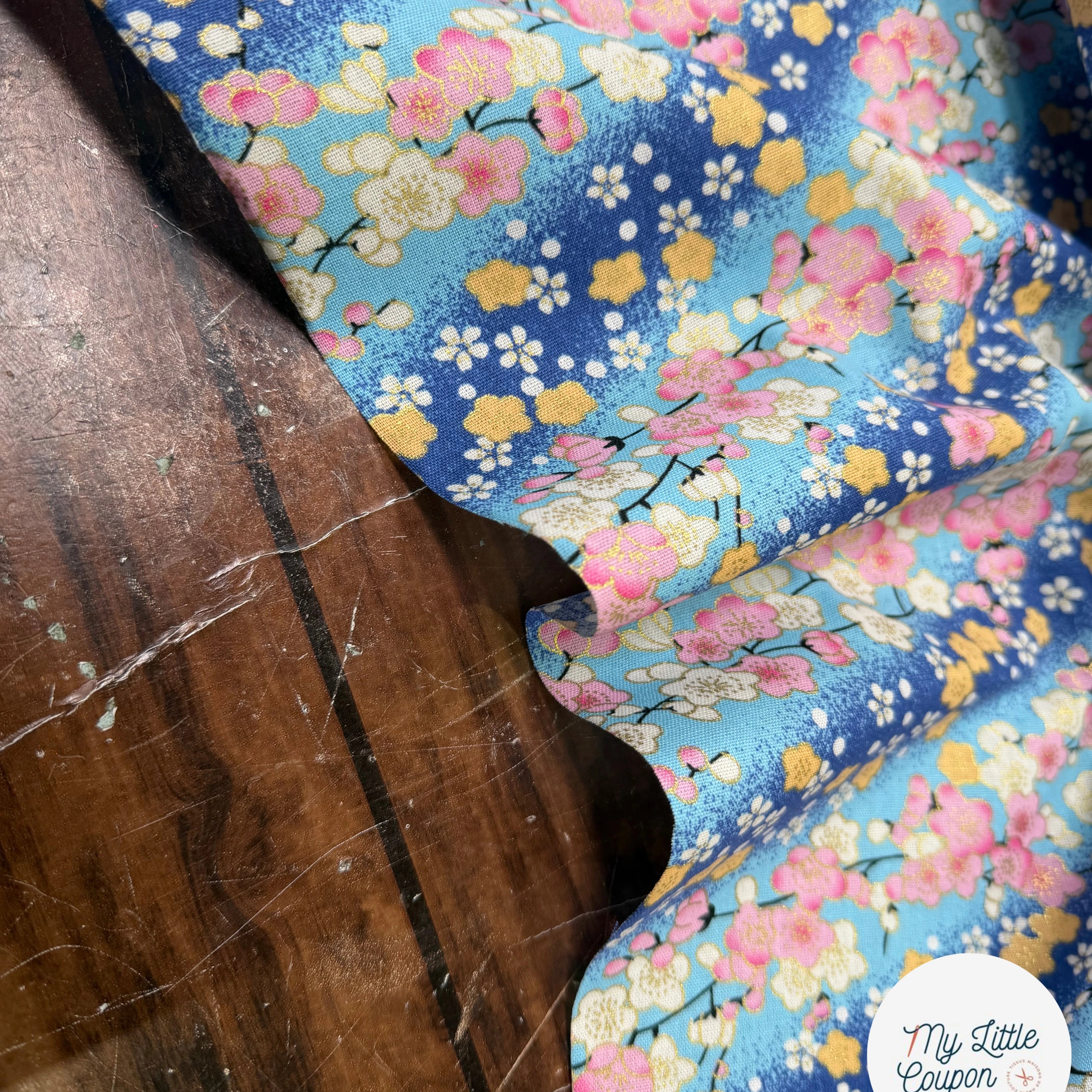COTON IMPRIMÉ FOIL 08 BLEU 145 CM - My Little Coupon