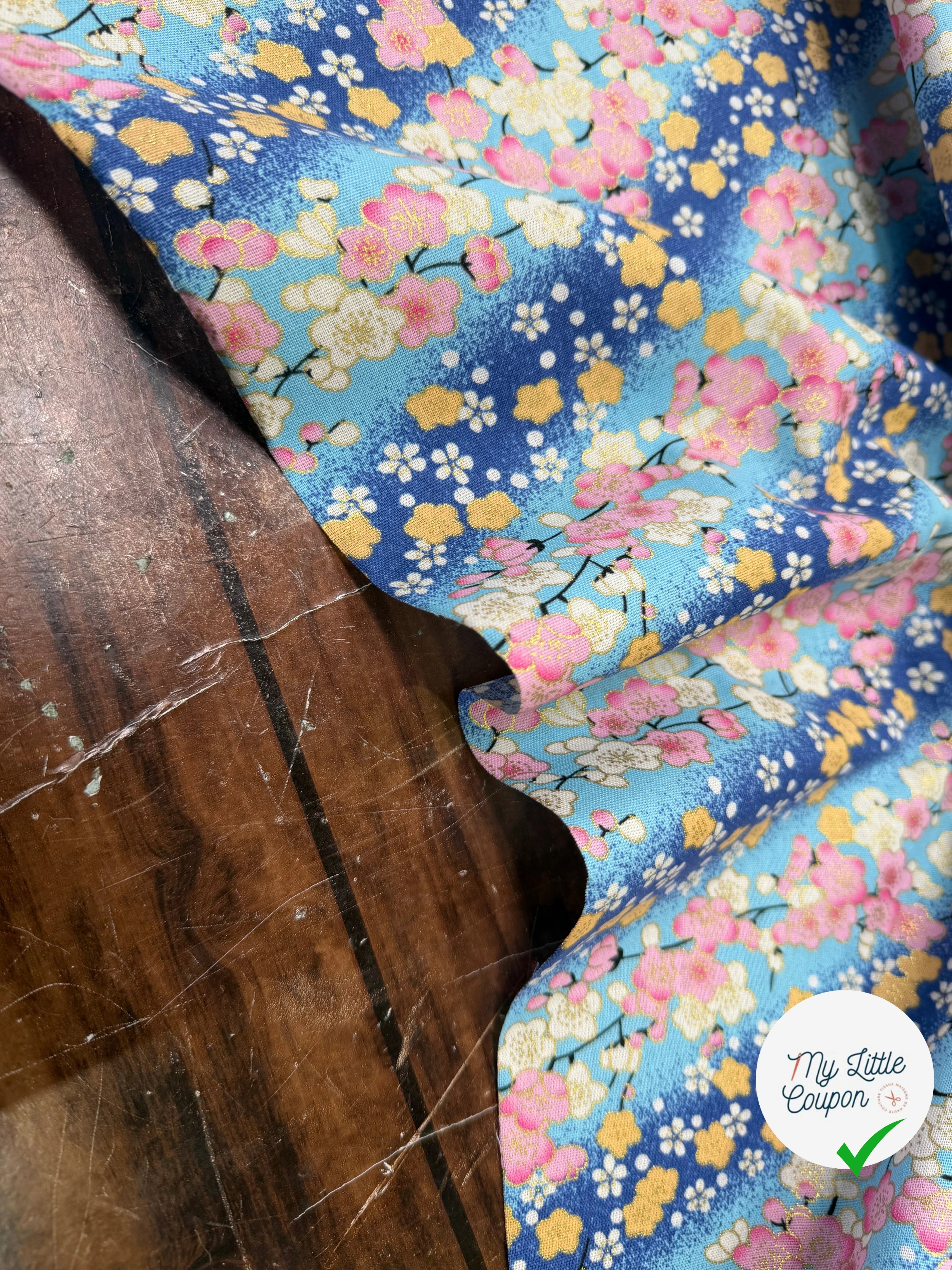 COTON IMPRIMÉ FOIL 08 BLEU 145 CM - My Little Coupon