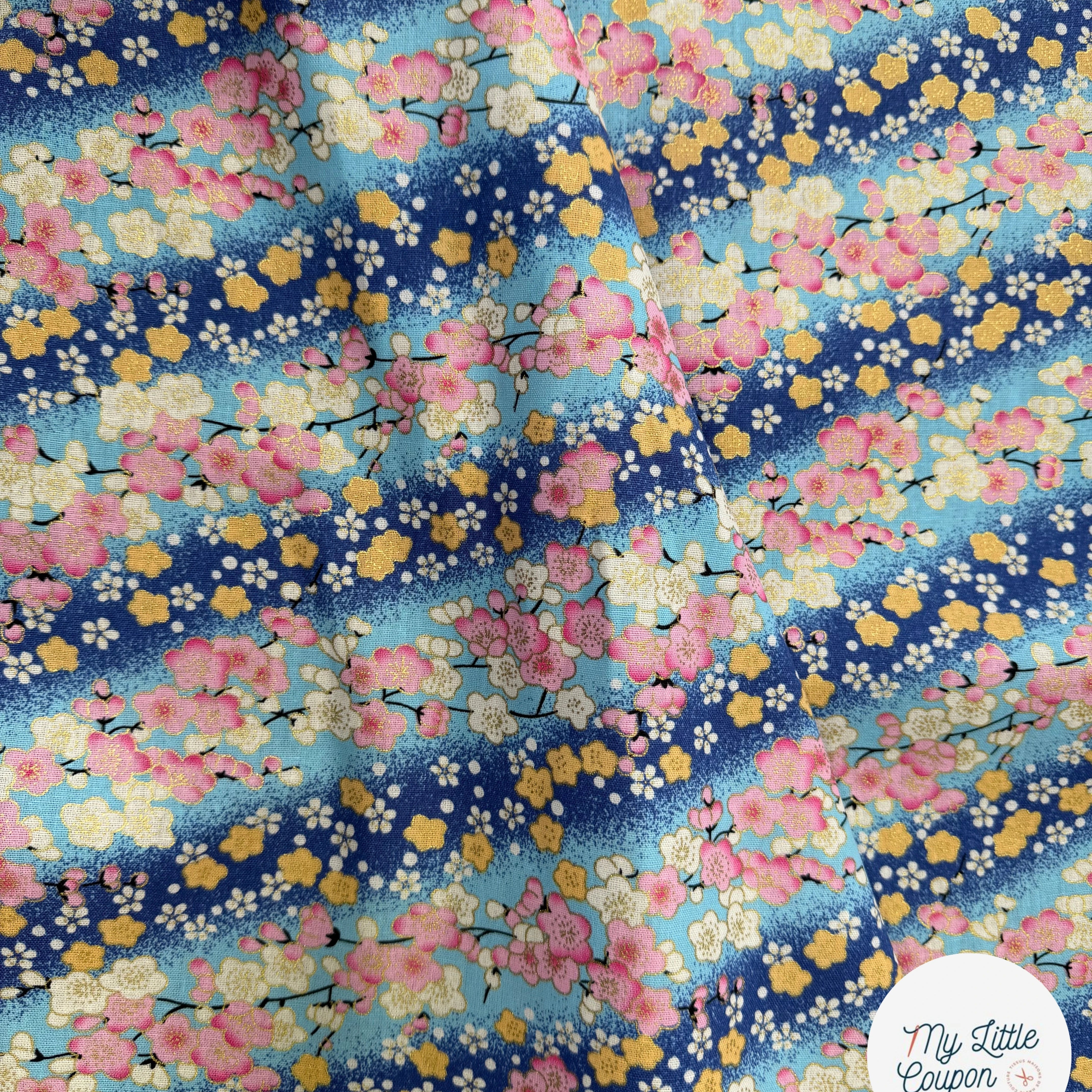 COTON IMPRIMÉ FOIL 08 BLEU 145 CM - My Little Coupon