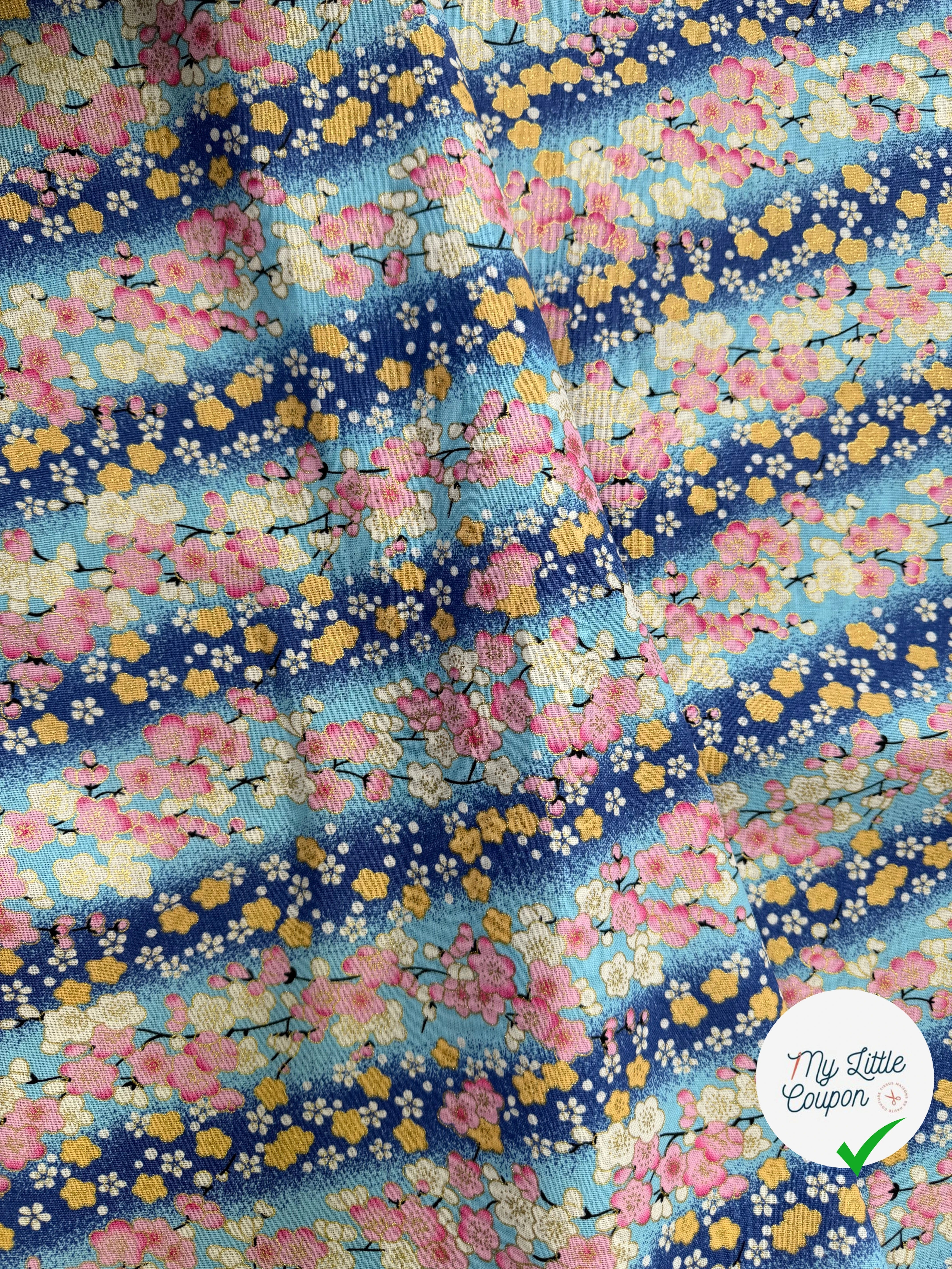 COTON IMPRIMÉ FOIL 08 BLEU 145 CM - My Little Coupon