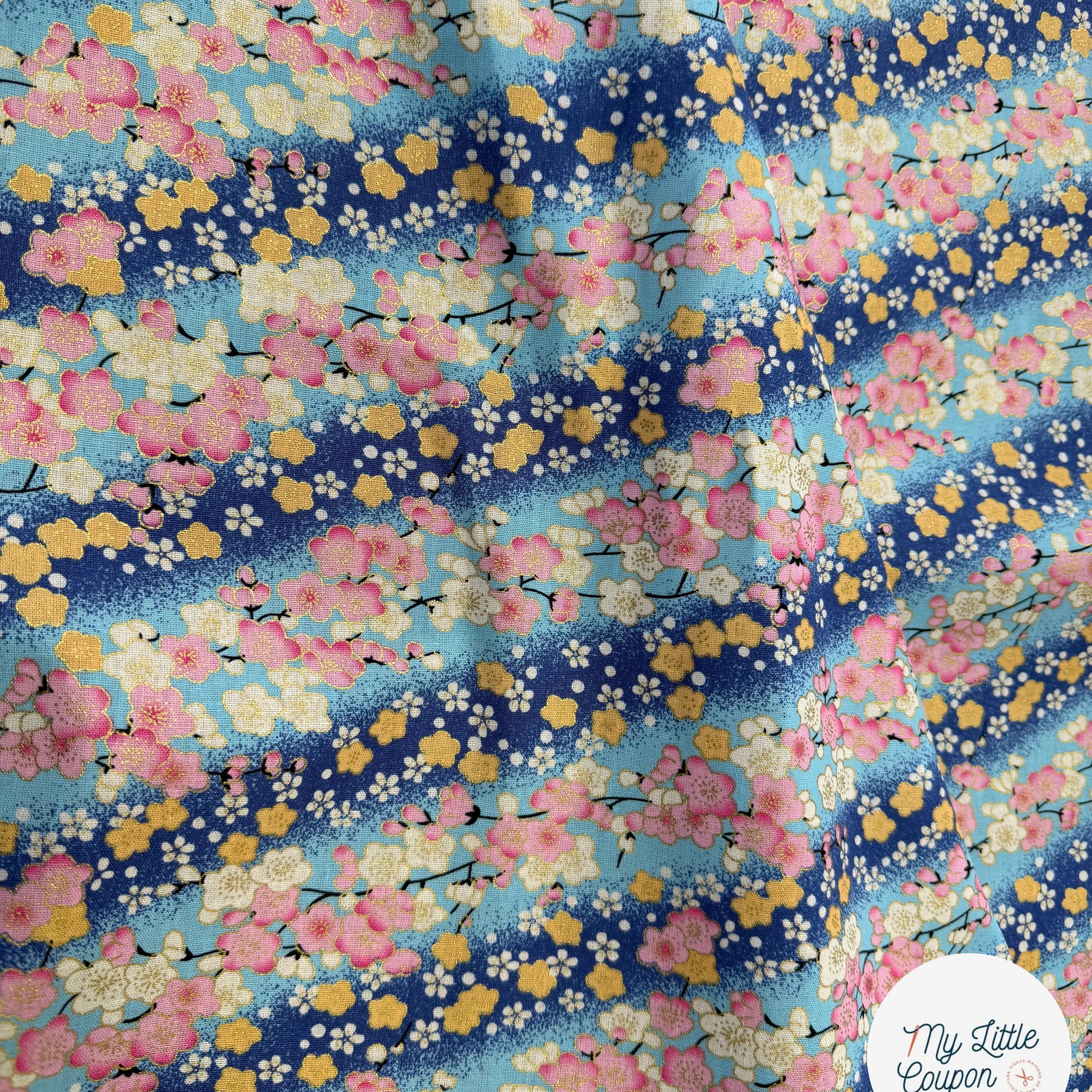 COTON IMPRIMÉ FOIL 08 BLEU 145 CM - My Little Coupon
