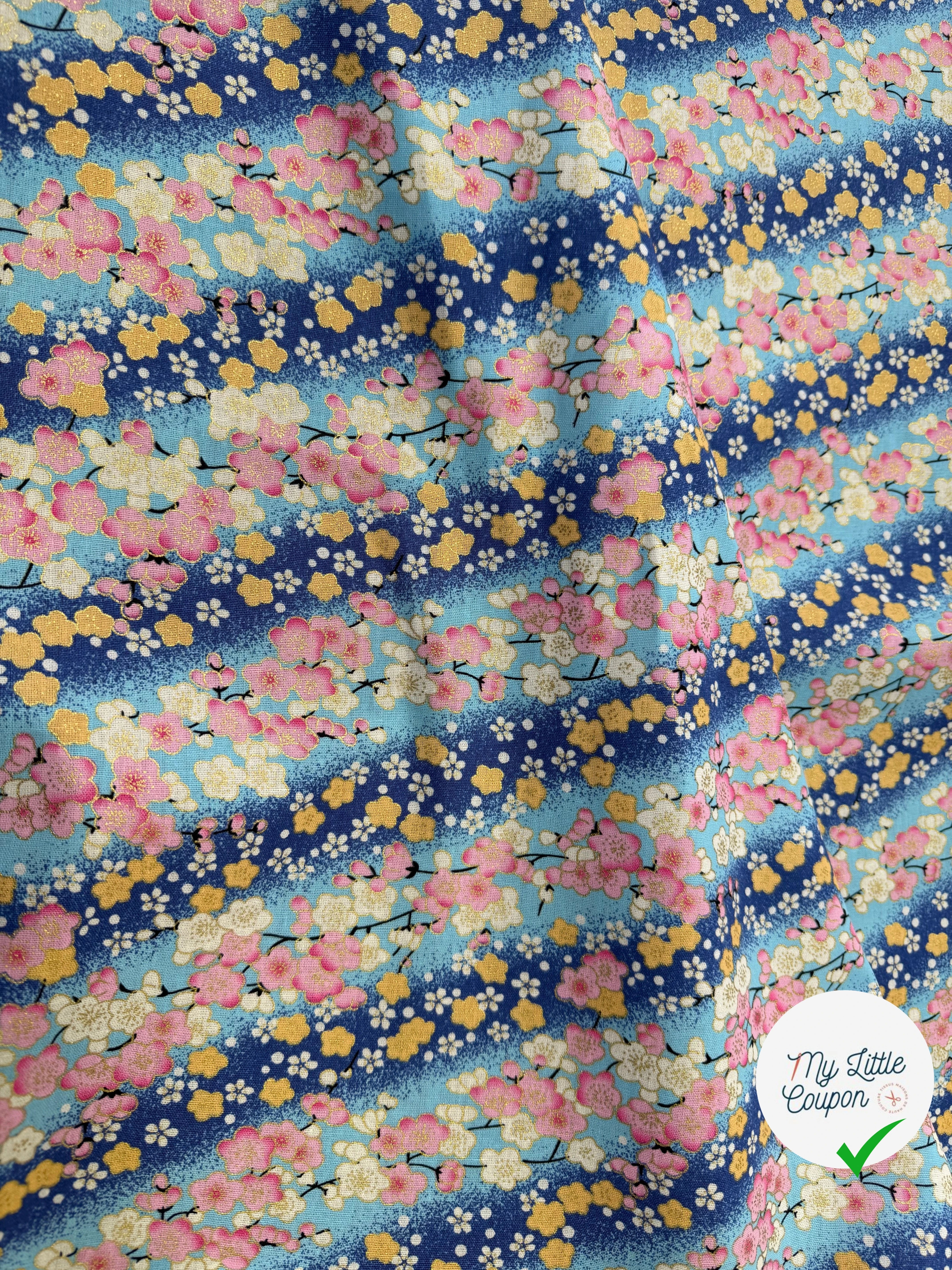 COTON IMPRIMÉ FOIL 08 BLEU 145 CM - My Little Coupon