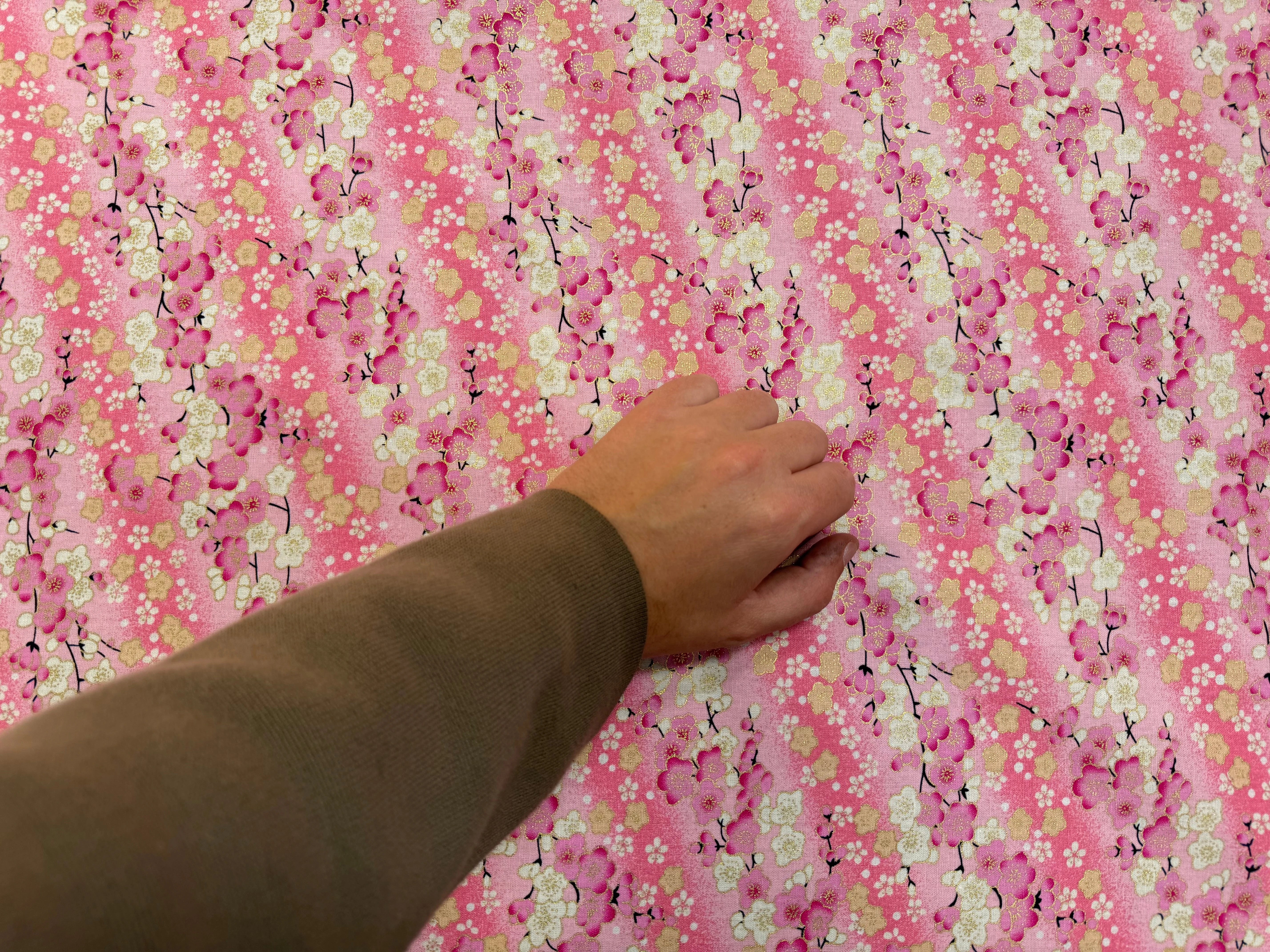 COTON IMPRIMÉ FOIL 09 ROSE 145 CM - My Little Coupon