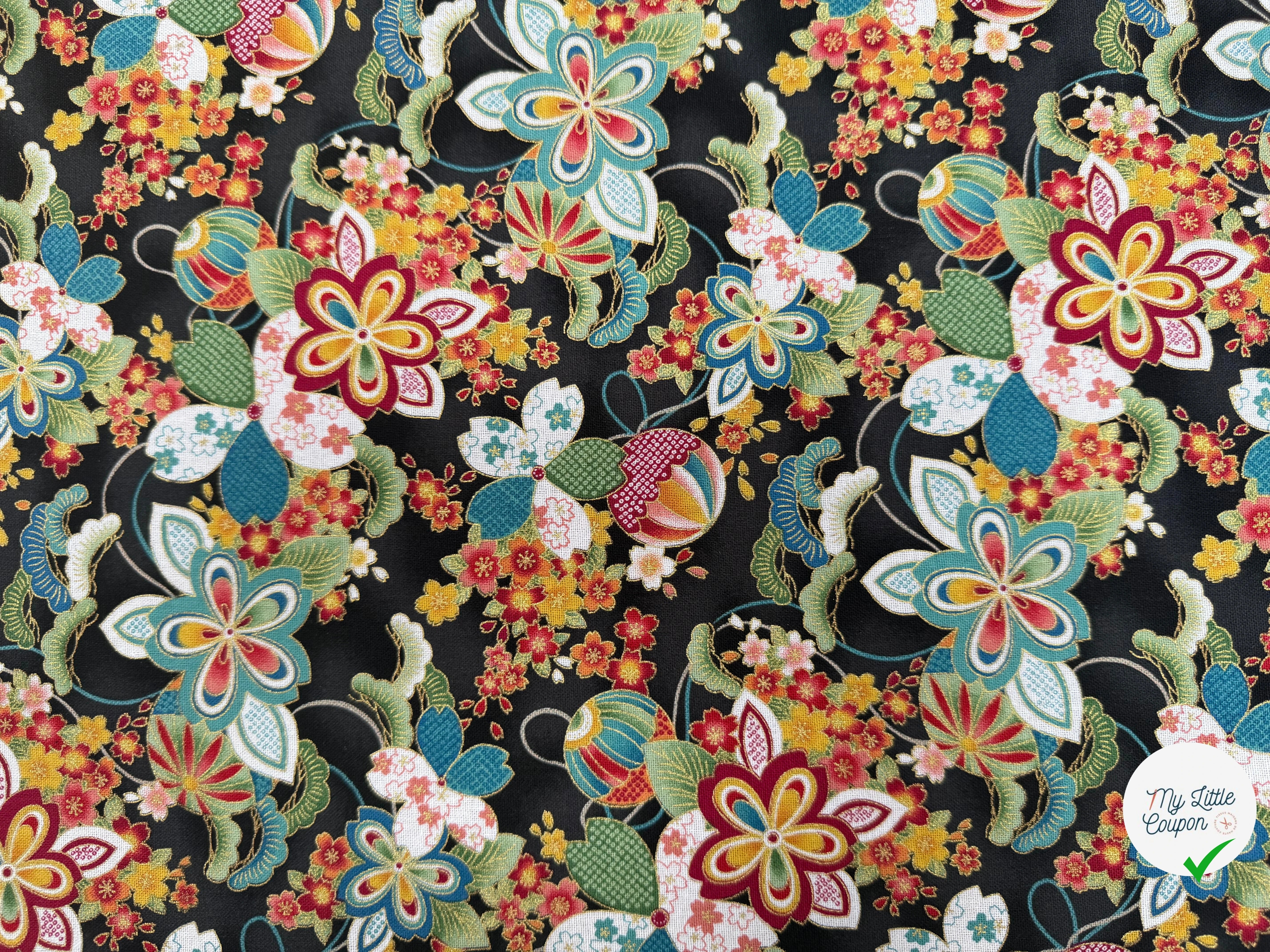 COTON IMPRIMÉ FOIL 15 NOIR 145 CM - My Little Coupon