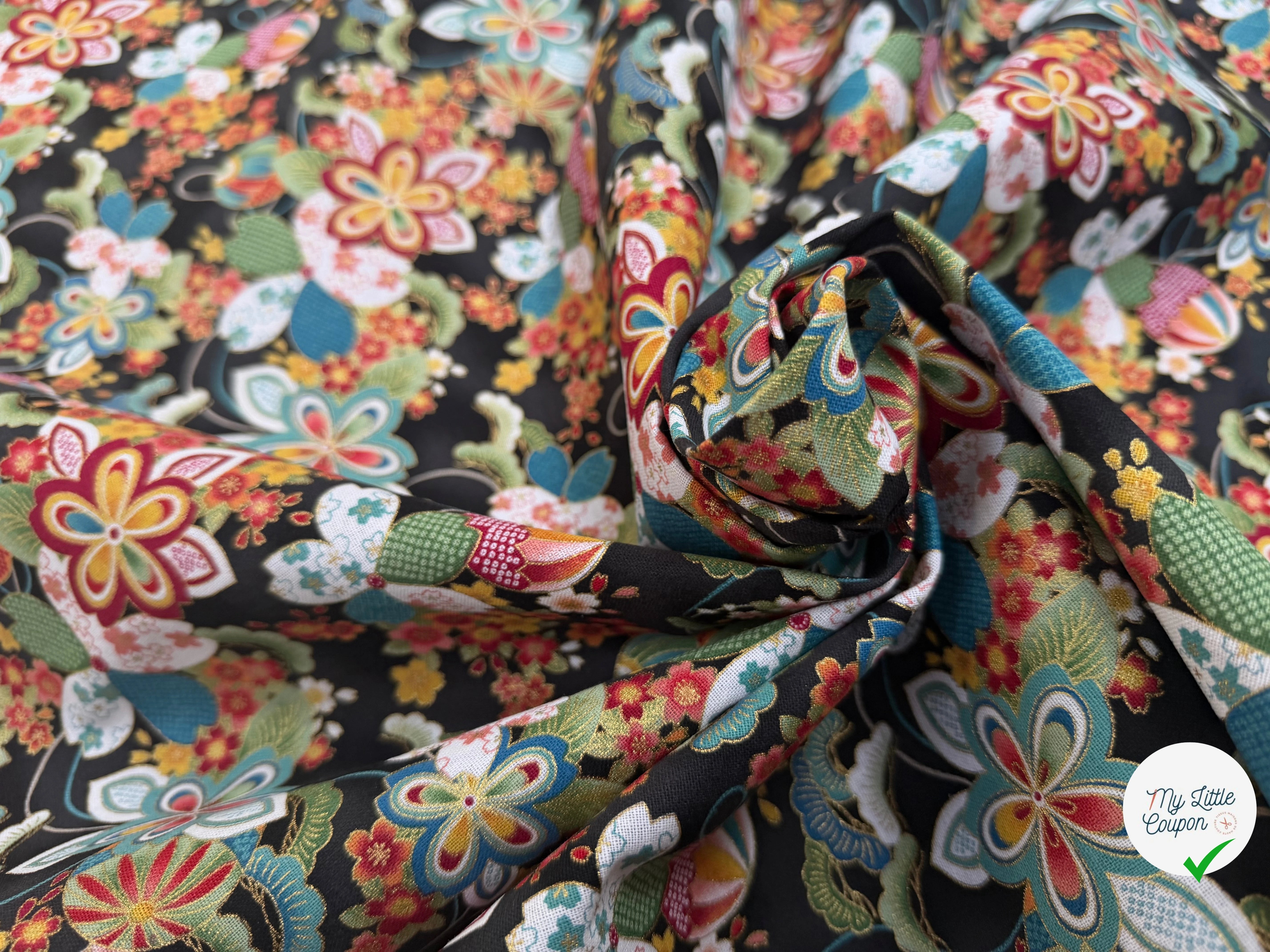 COTON IMPRIMÉ FOIL 15 NOIR 145 CM - My Little Coupon